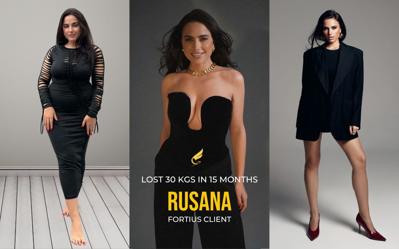 Witness the power of personal training in Dubai! Rusana's before-and-after photos showcase her amazing 30kg weight loss journey with Fortius.