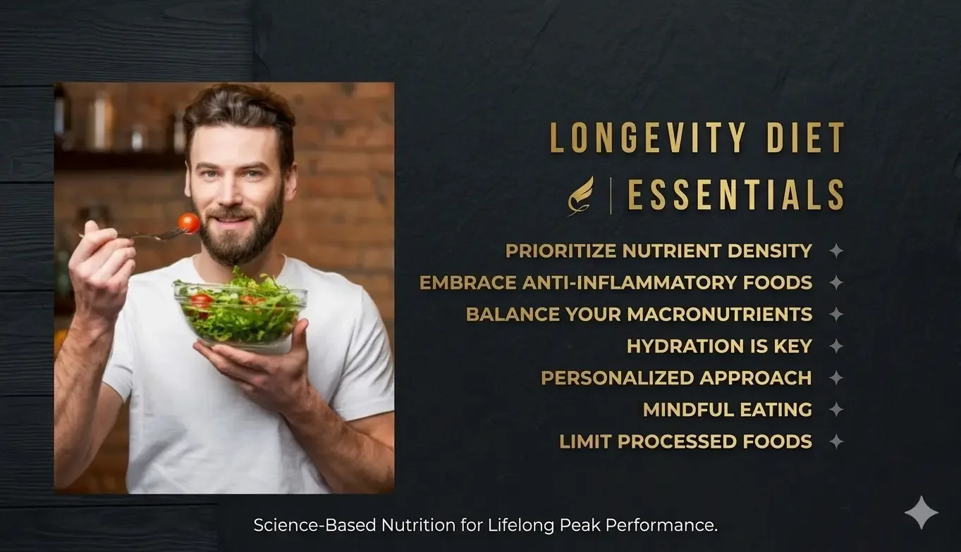 The Fortius Longevity Diet Protocol: A science-based nutrition framework featuring nutrient density, anti-inflammatory foods, and personalized macronutrient balancing for lifelong peak performance and cellular health in Dubai.