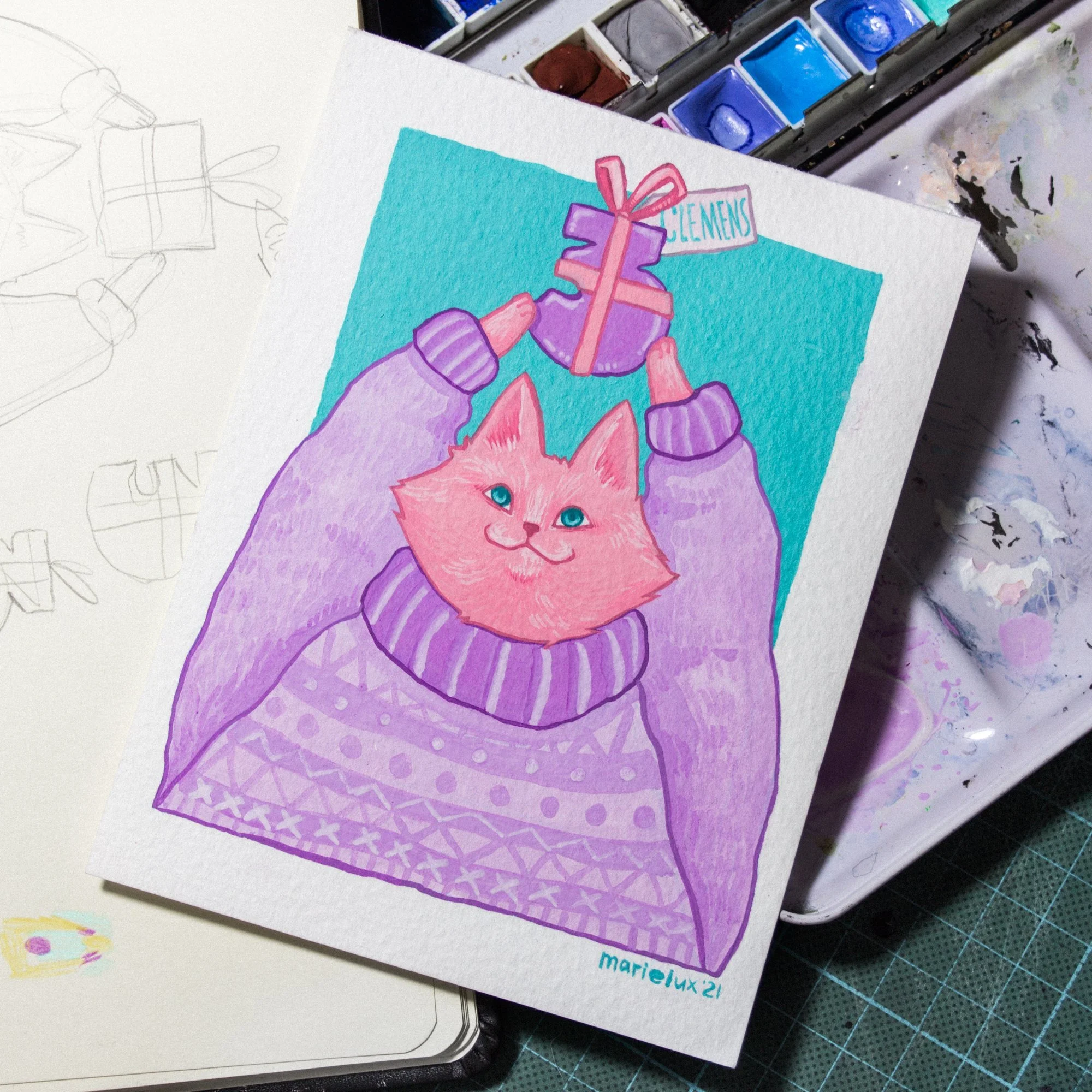  Birthday card - Gouache 