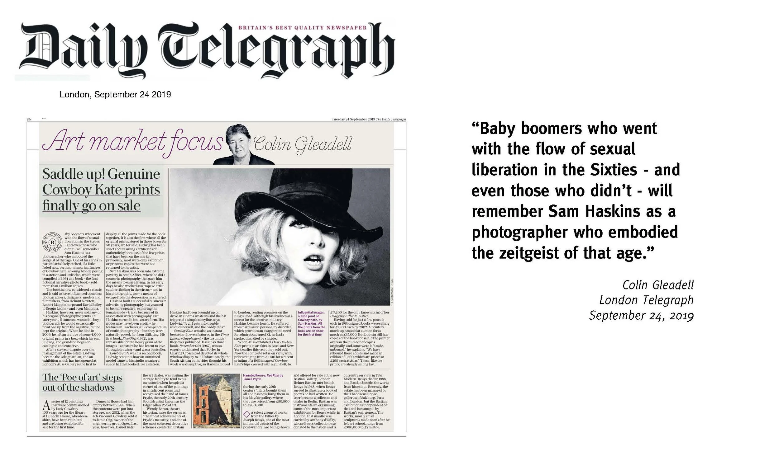 The fraught story behind the Sixties prints which are now selling for up to £17kThe Daily Telegraph - September 24th 2019