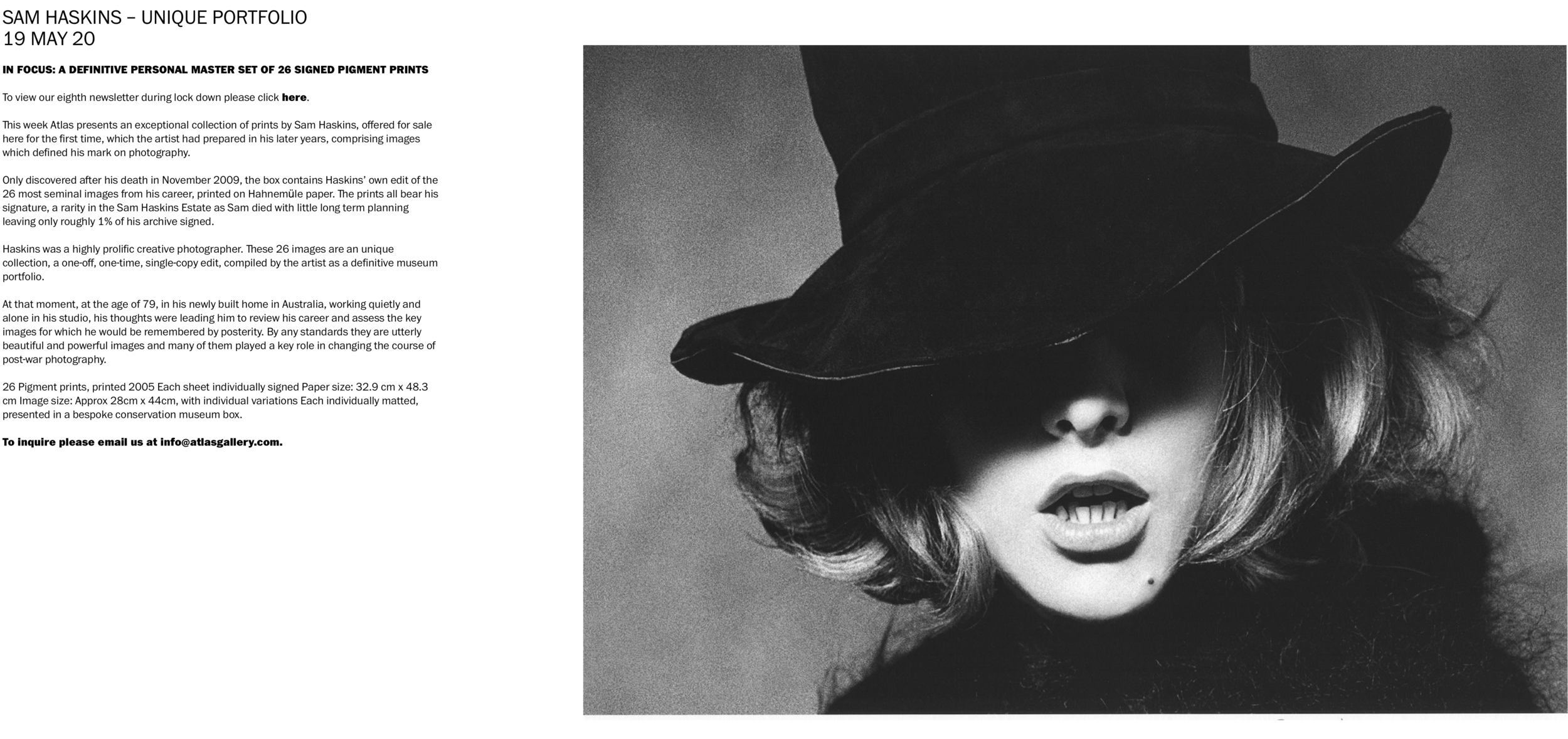 Available to purchase: Sam Haskins Unique PortfolioAtlas Gallery - 19th May 2020