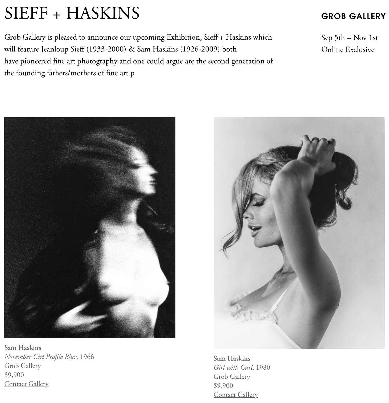 Online Exclusive: 10 vintage Sam Haskins prints for sale at ArtsyGrob Gallery x Artsy - September 5th - November 1st