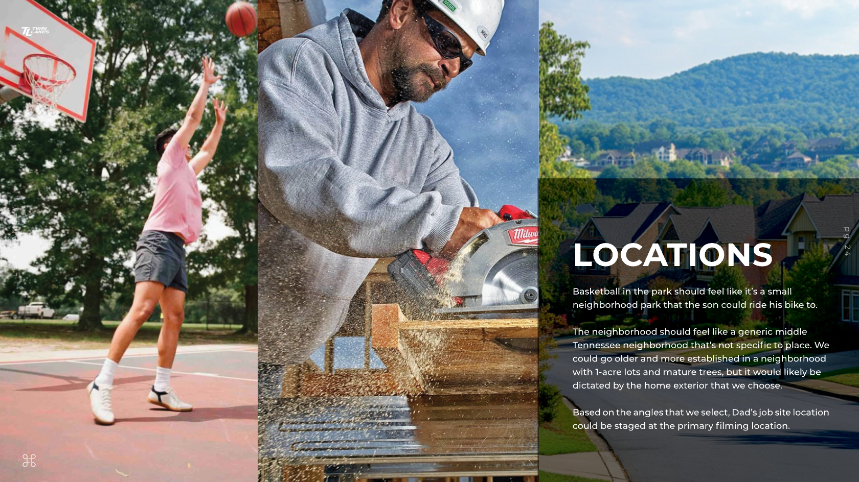 Locations page from Leif Ramsey's director's treatment for the Twin Lakes commercials.