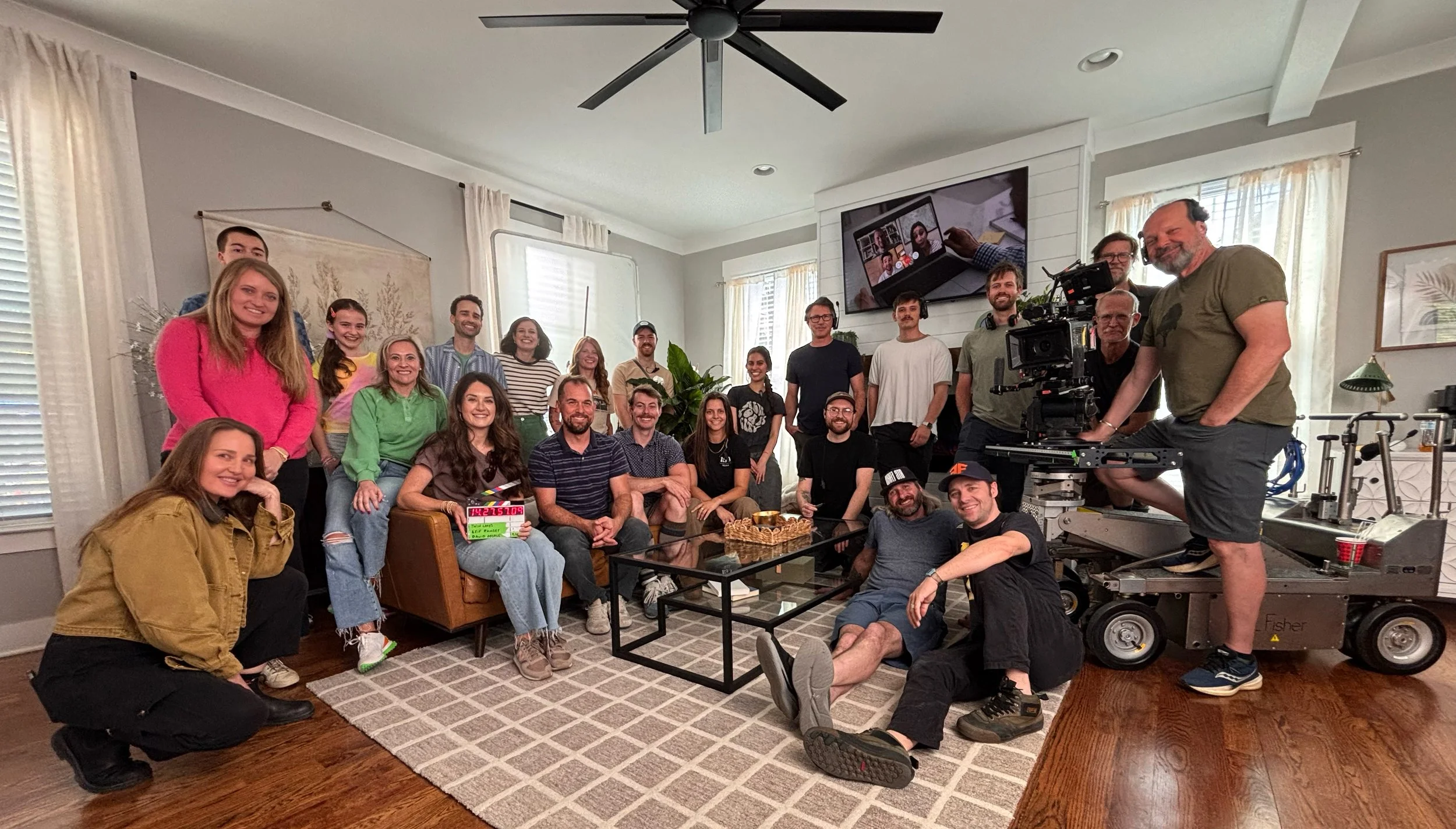 Behind the scenes group photo from the 2026 production with Pathfinder Films and Twin Lakes.