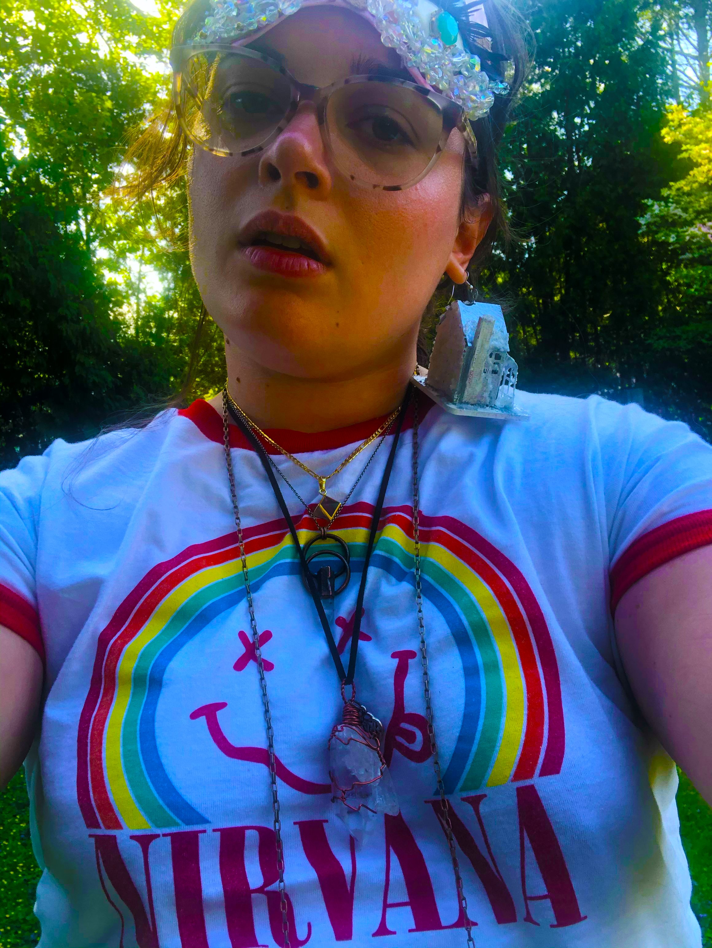 Reflective self-portrait image accompanying “My Manic May,” a notebook entry by Hartford artist Lauren Be Dear exploring mania, bipolar disorder, and emotional perception.