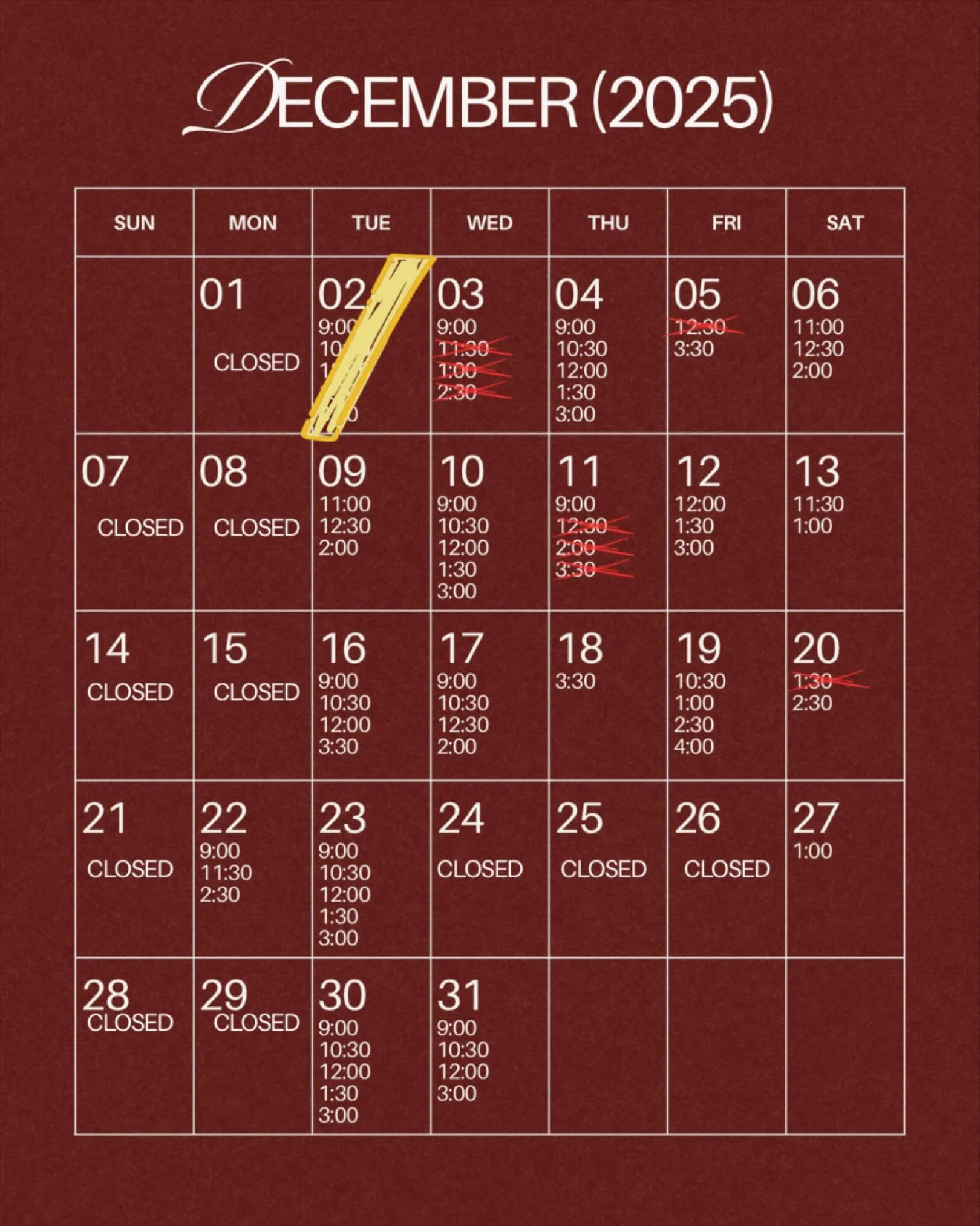 🎄✨ Holiday Reminder! ✨🎄
Spots are still available before Christmas &mdash; but they&rsquo;re filling up quickly! Book now to secure your place before it&rsquo;s too late.

🛍️ And don&rsquo;t forget &mdash; our boutique will be open late every Tues