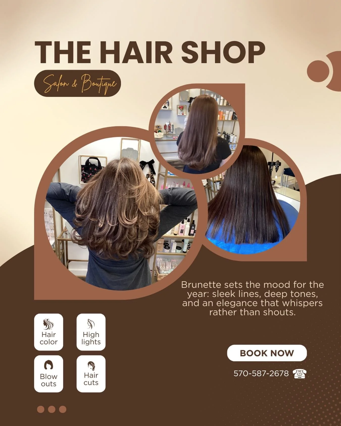 ✨ Brunette is the color of the season ✨
Rich, dimensional, glossy&hellip; it&rsquo;s giving main‑character energy.
If you&rsquo;ve been waiting for a sign to go darker, moodier, or warmer &mdash; this is it. Book your transformation and step into the