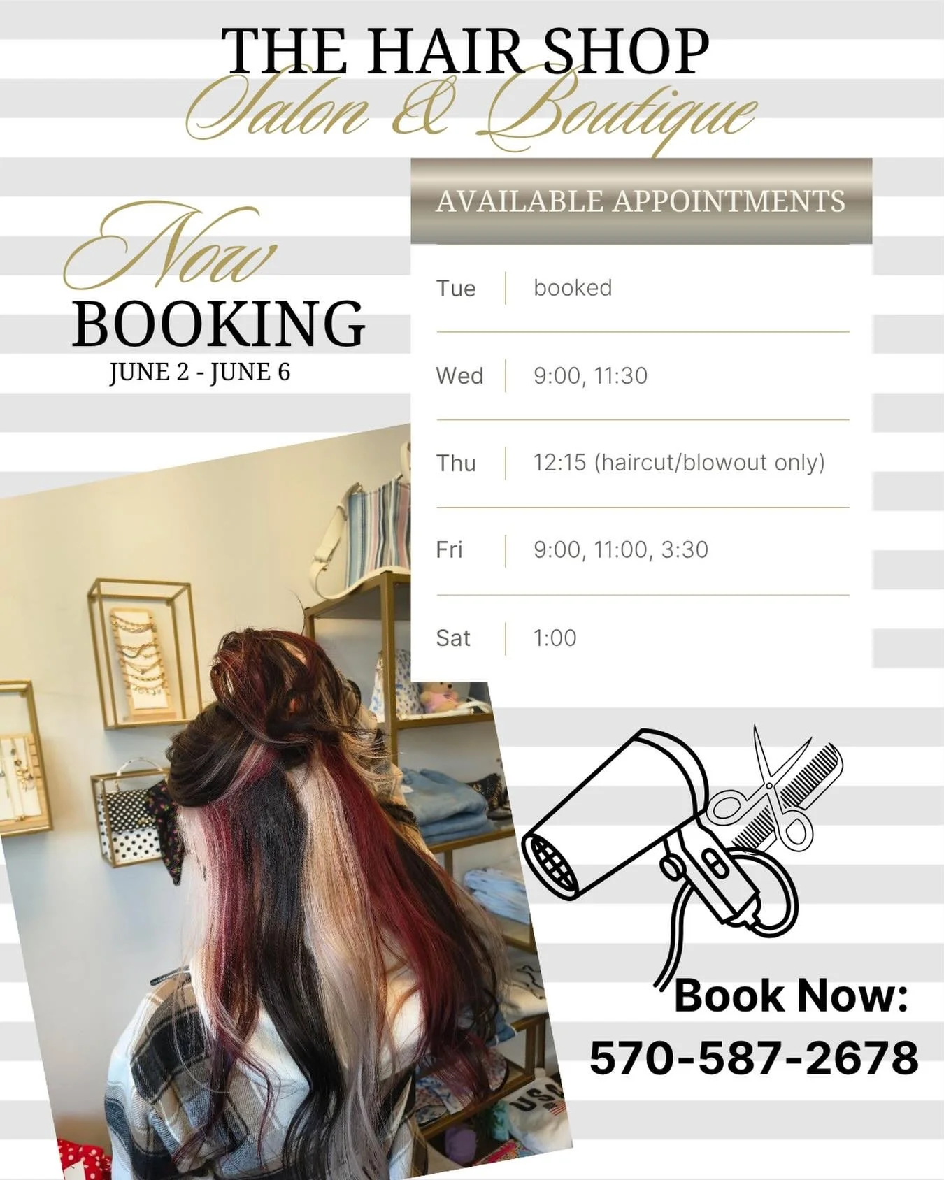 Limited appointments available this week
Call or message us to schedule 
570-587-2678