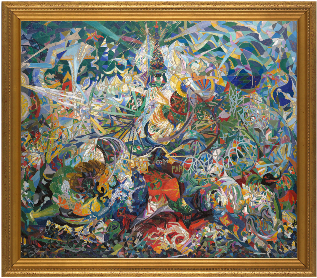 Painting by Joseph Stella from 1913-1914 called Battle of Lights, Coney Island, Mardi Gras
