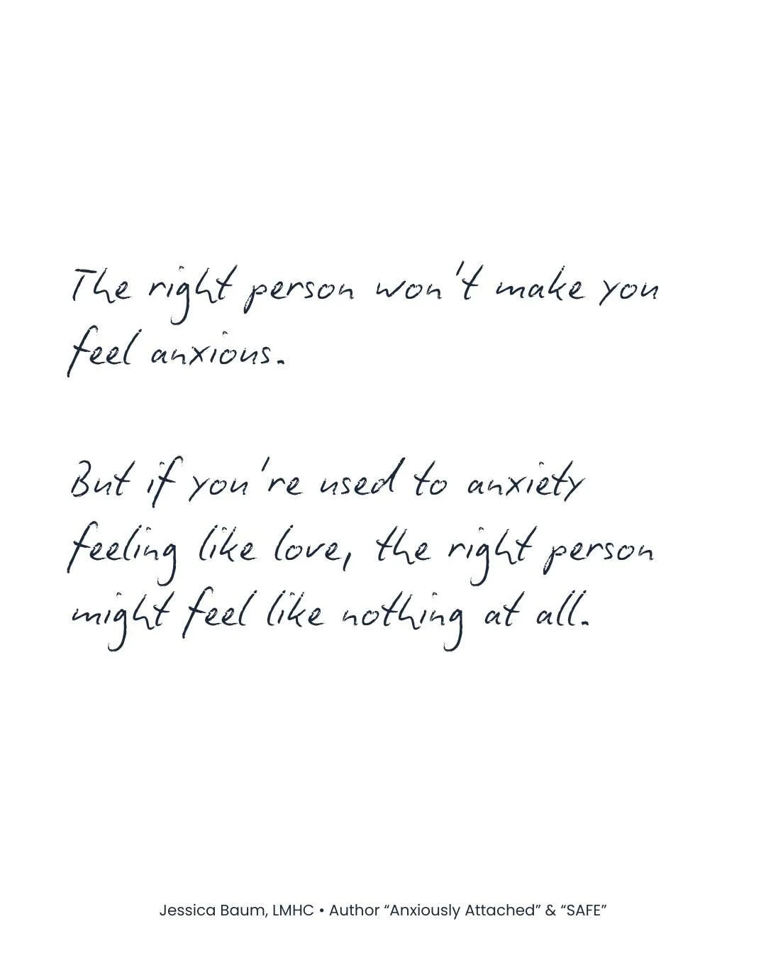 When you're anxiously attached, it's really hard to learn to recognize that the absence of anxiety doesn't mean the absence of connection.

When you grow up in environments where your relationships with your primary caregivers were inconsistent, unpr