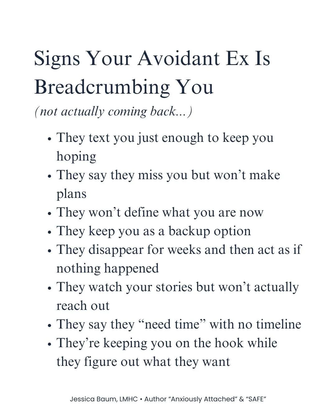 Breadcrumbing is when someone gives you just enough attention to keep you emotionally invested, but not enough to commit to anything. And if you're anxiously attached with an avoidant ex, it's likely you're on or have been on this rollercoaster befor