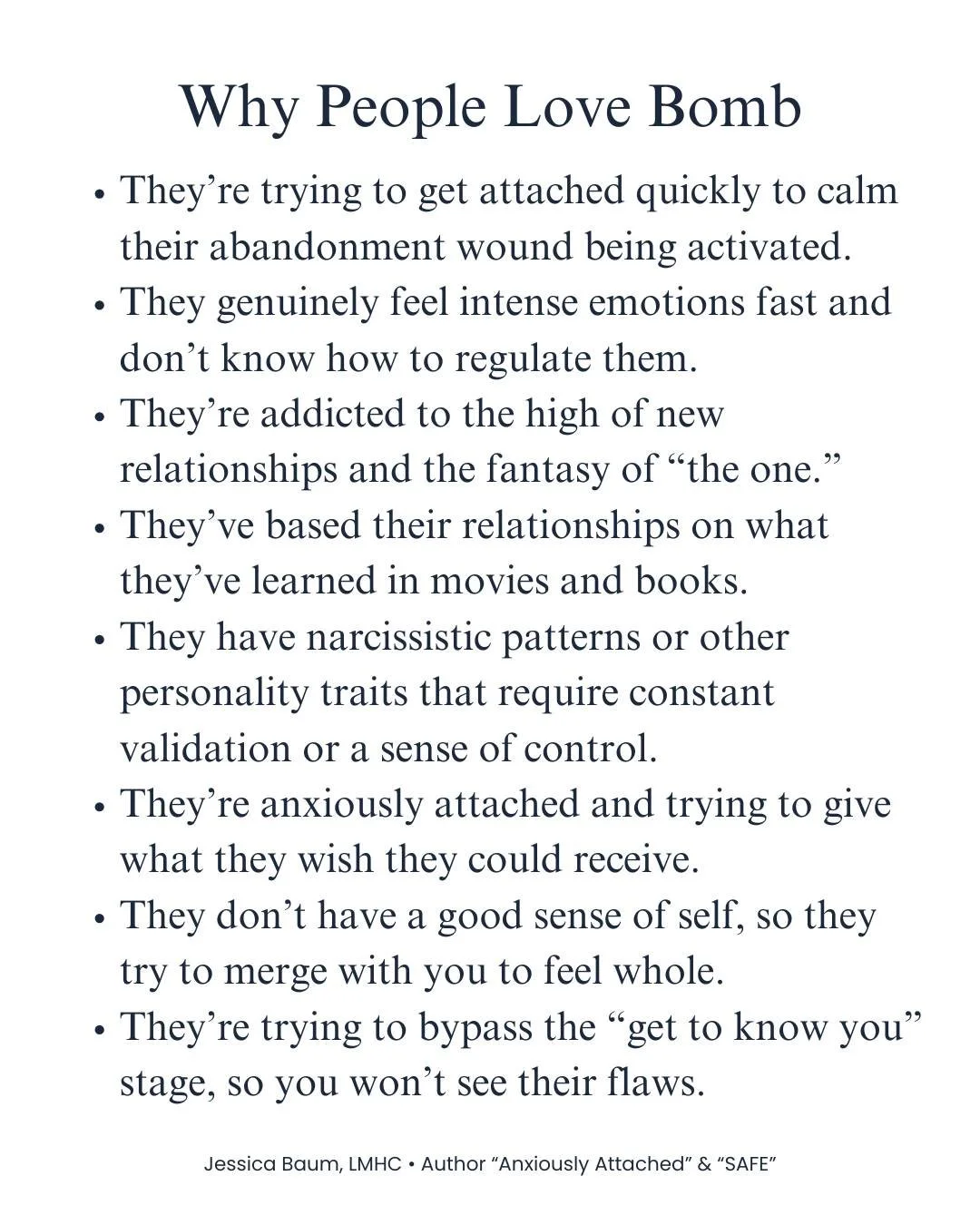 The reason someone would love bomb you is incredibly nuanced. It's not always an intentional form of manipulation, though it can be, because sometimes it comes from a person's unhealed attachment wounds, emotional dysregulation, or even a misguided i