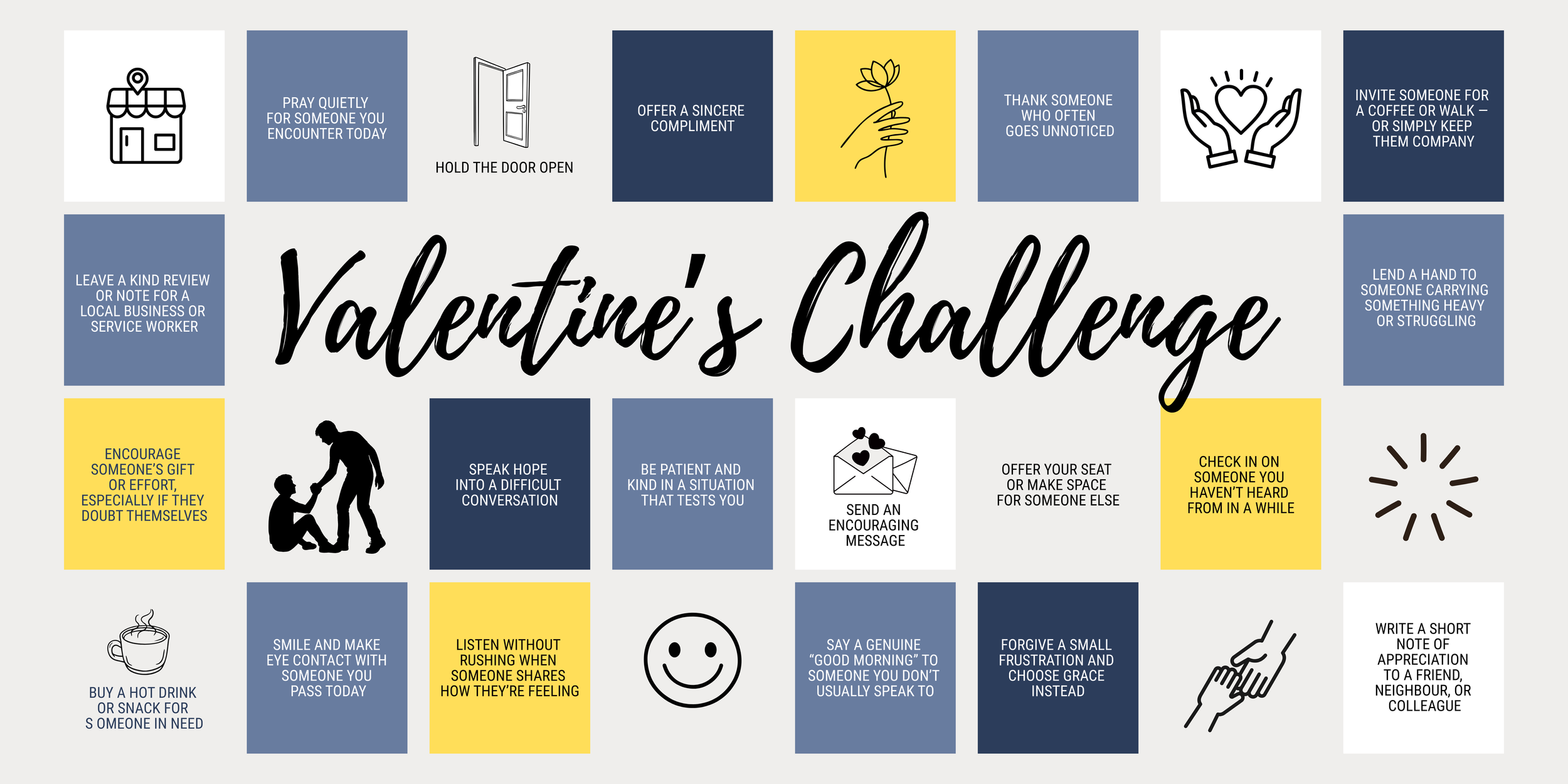 19 acts of kindness that be done on a daily basis. Park of Redcar Baptist Church Valentine's Month series. Love multiplies.