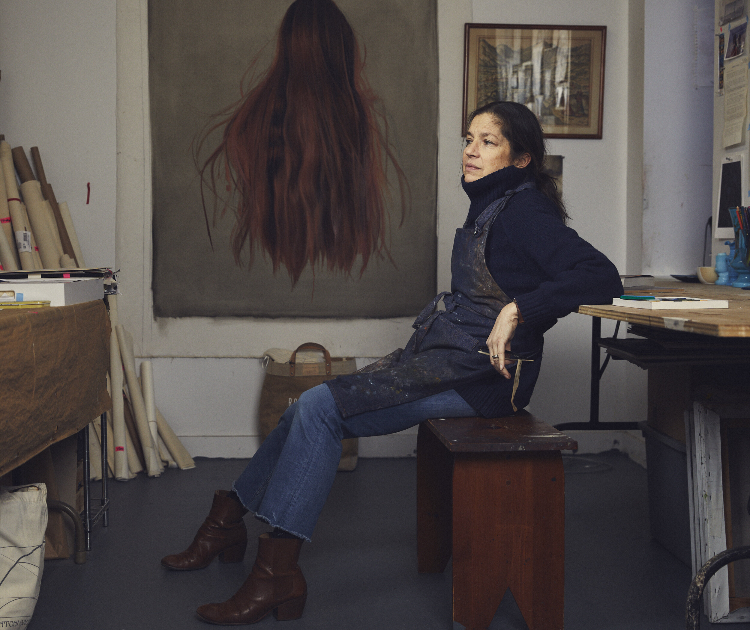 Artist Karyn Lyons in her studio in West Harlem