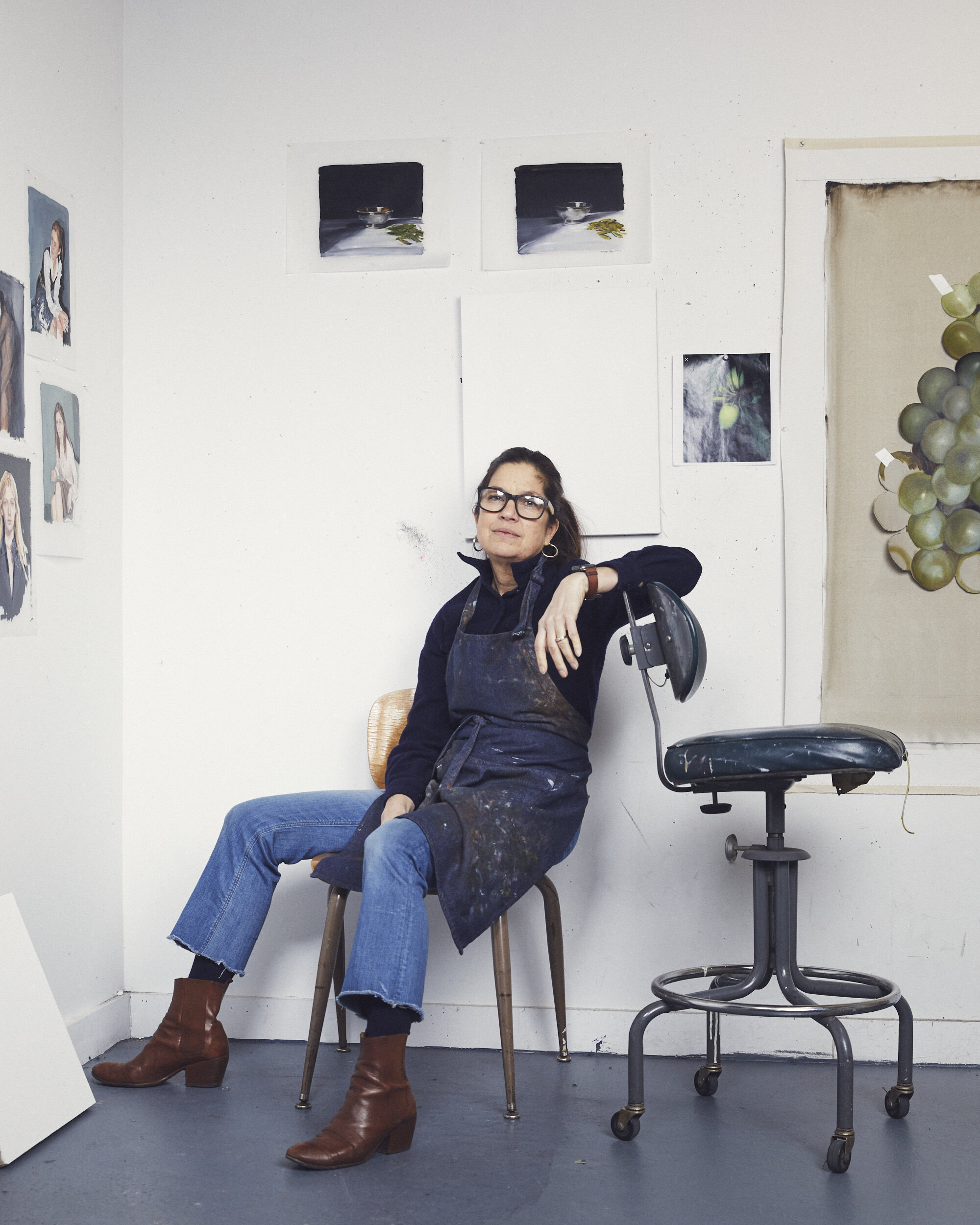 Artist Karyn Lyons in her studio in West Harlem