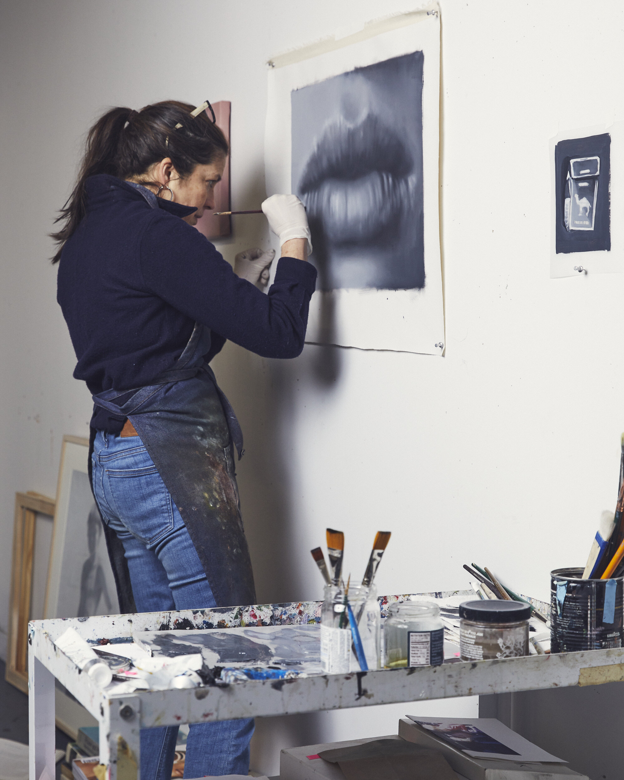 Artist Karyn Lyons in her studio in West Harlem