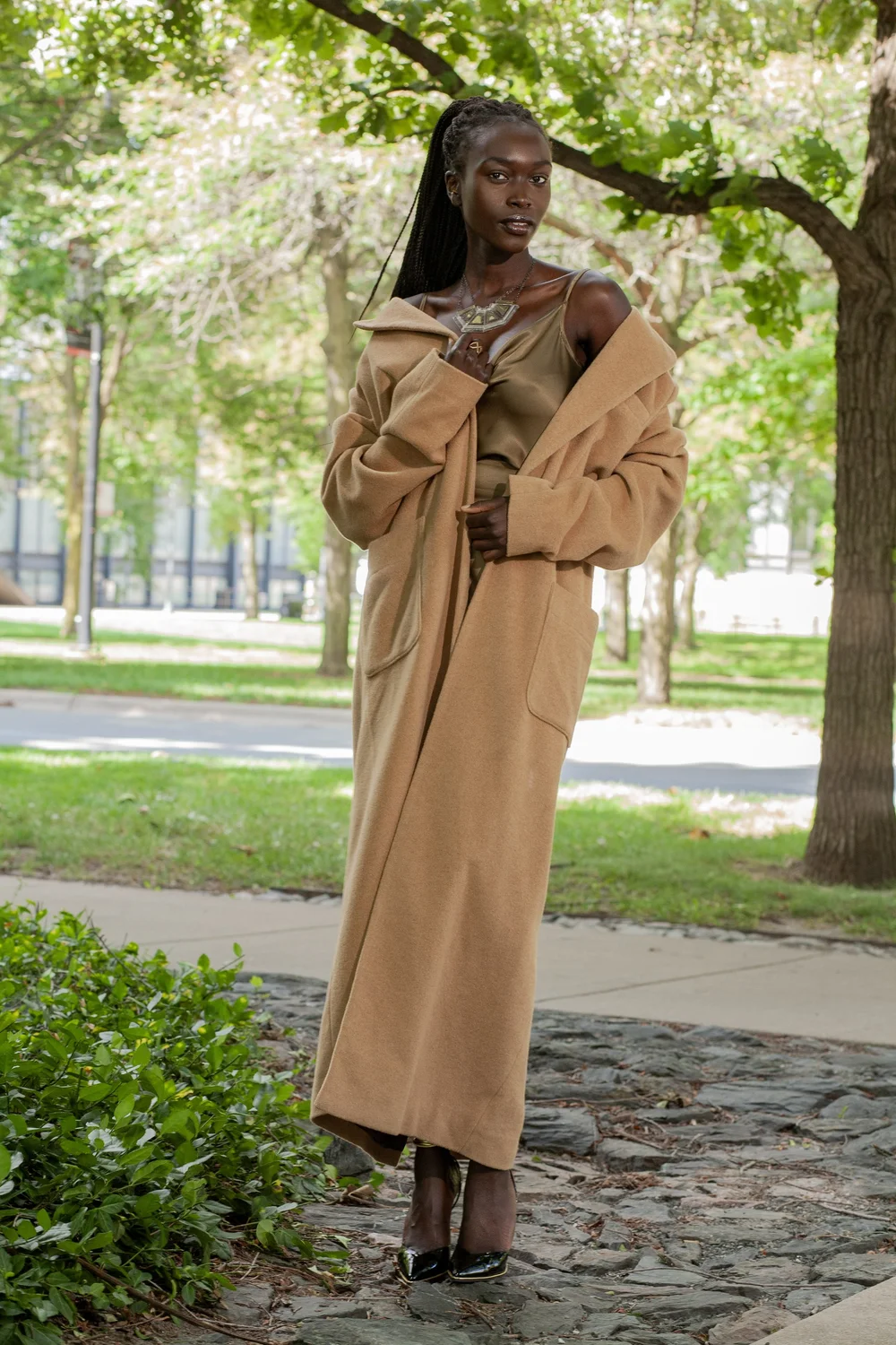 chinese dress ladies Men's Full-Length Cognac Overcoat – Premium Wool-Blend Long Dress Coat –  OvercoatUSA main image 0