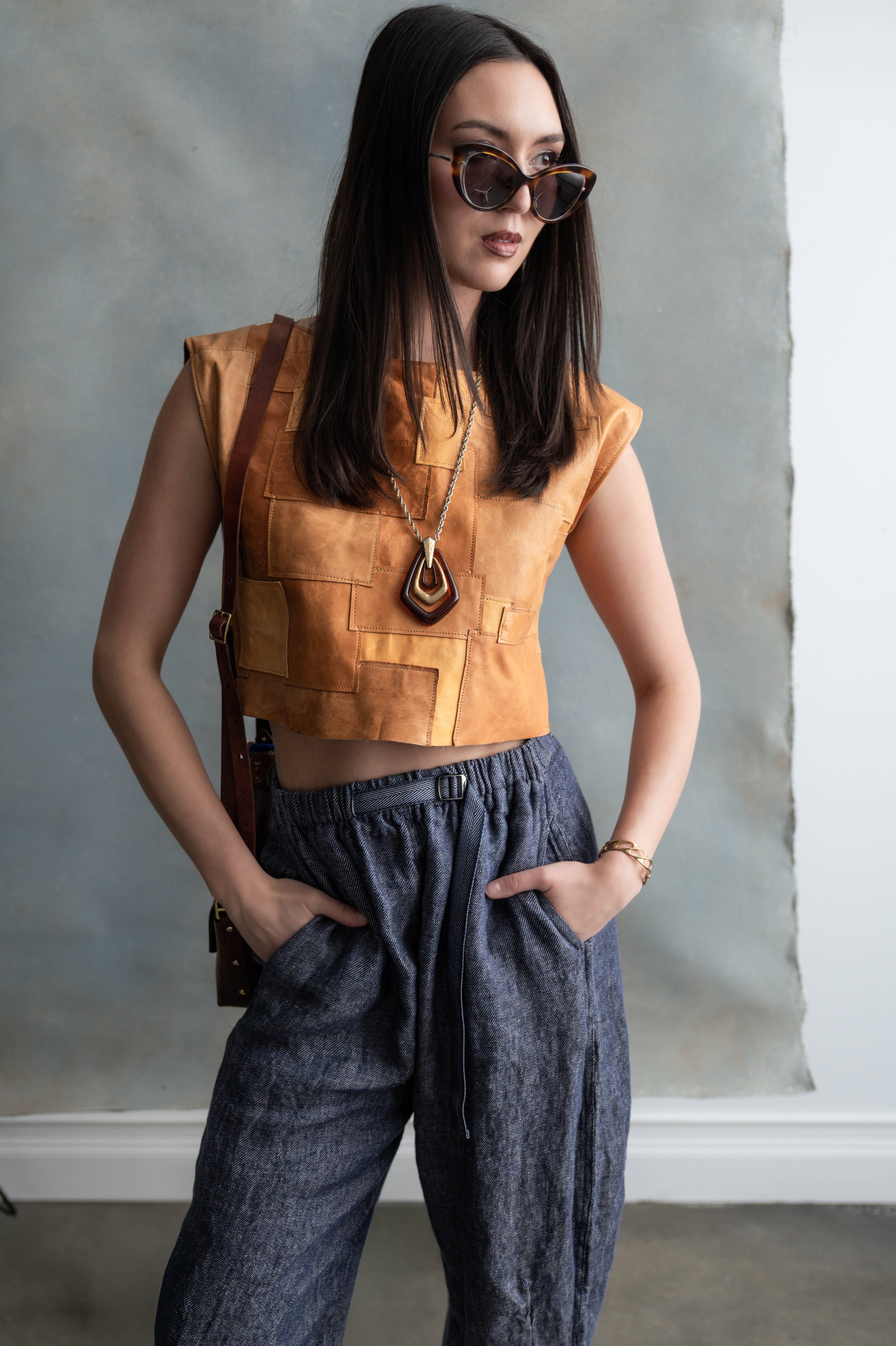 Cropped Barrel Leg Pants