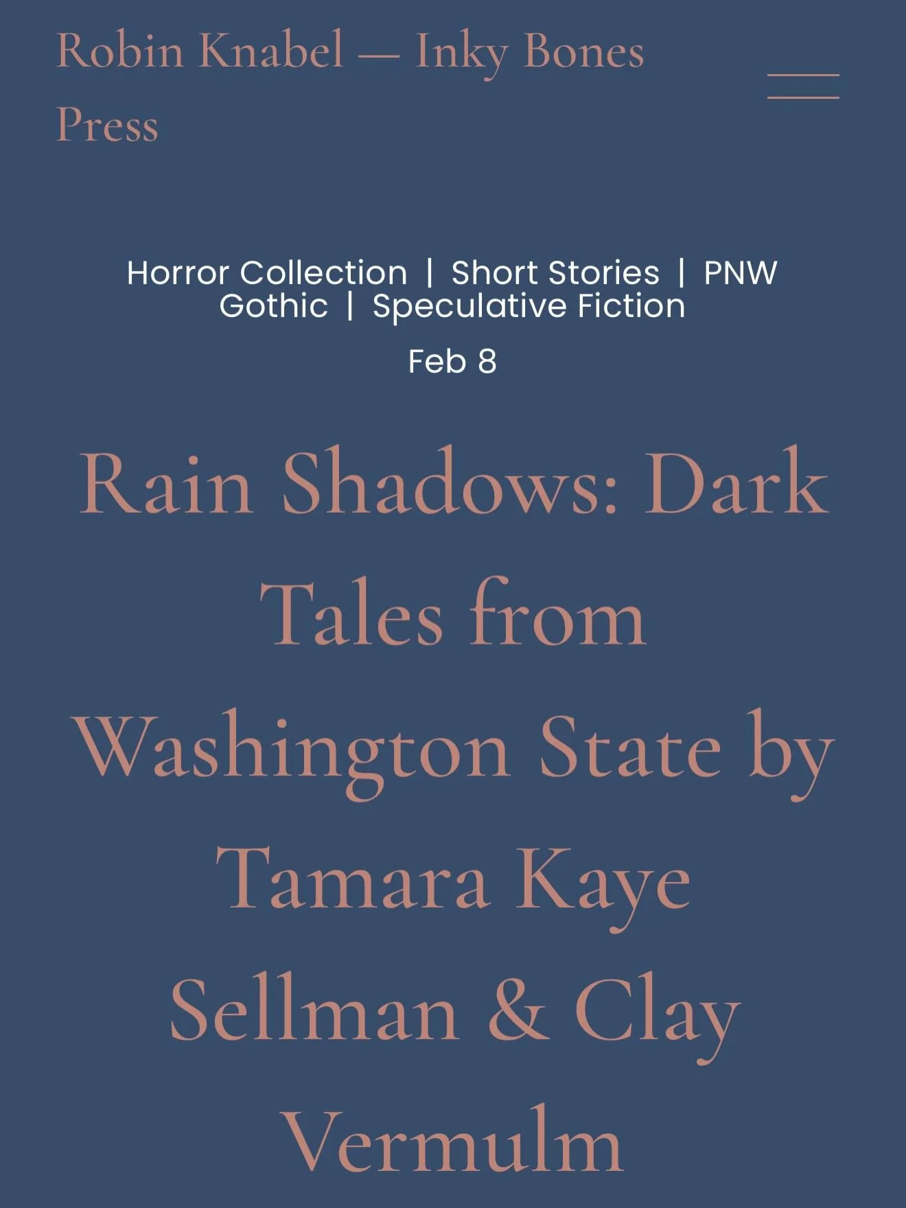 SPOILER-FREE REVIEW: Rain Shadows: Dark Tales from Washington State by @tamarasellman Tamara Kaye Sellman &amp; @clayvermulmfiction Clay Vermulm

Brought to life from pod to pub, these 12 Pacific Northwest gothic tales had me ready to go west, throw 