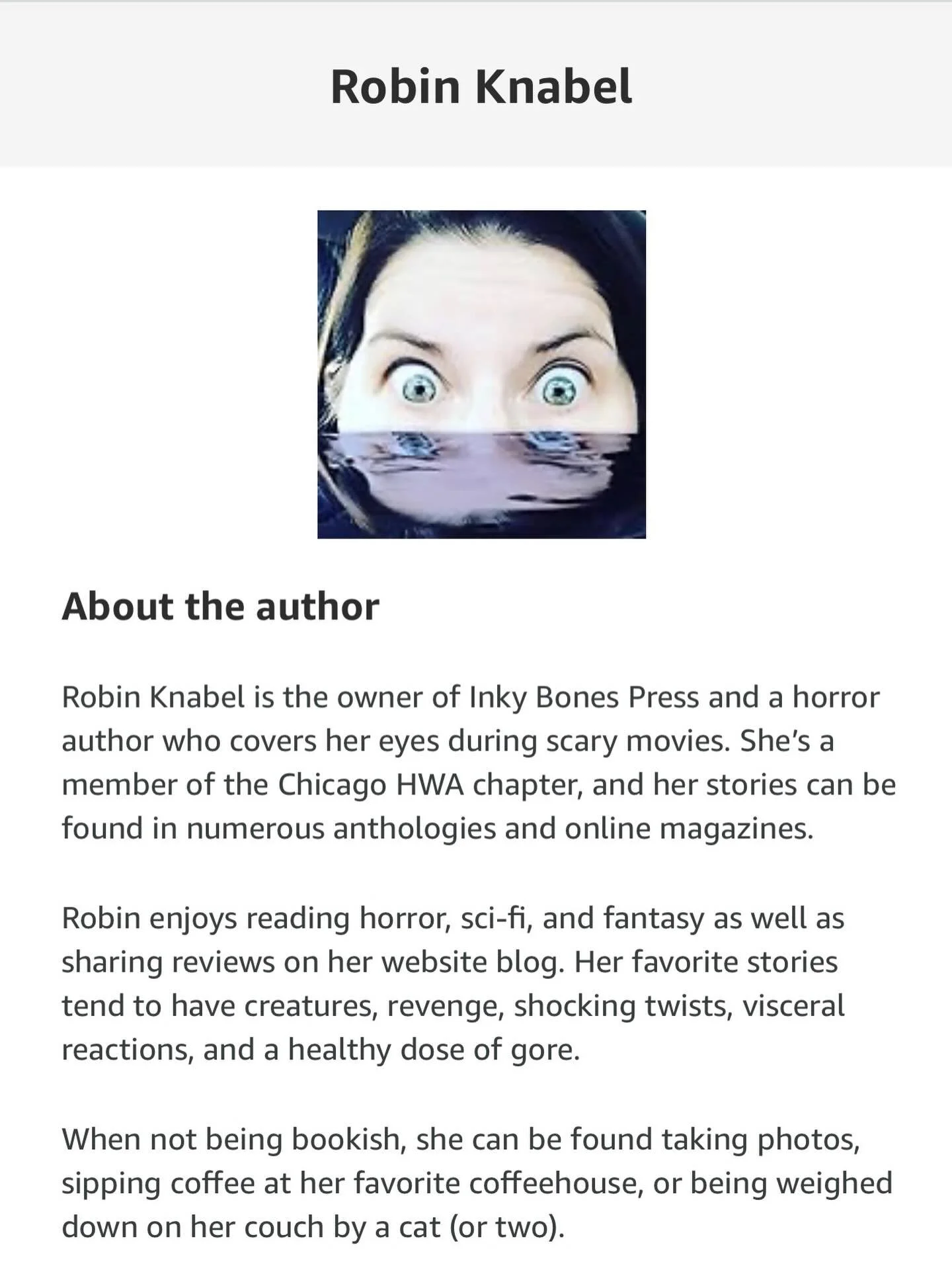If you haven&rsquo;t yet, here&rsquo;s a link to follow my author page. It will also be available in my story. Thanks so much! 😊📚🖤

https://tinyurl.com/RobinKnabelAmazon