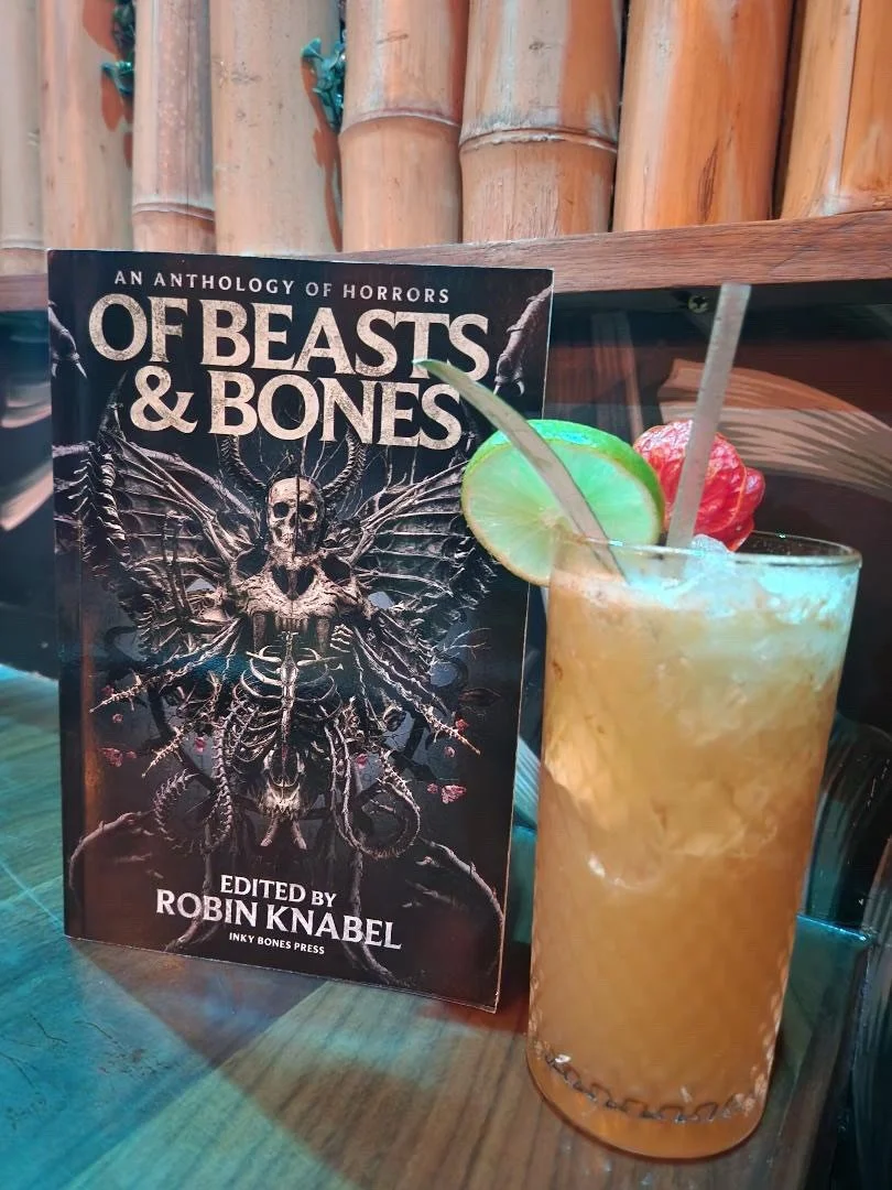 @harrisonforeman gave me permission to share these fantastic pics! I&rsquo;m a huge fan of anything tropical, so now I want to go sit under a palm tree, sip a tiki drink, and read Of Beast &amp; Bones! 🌴🍹📖😱🖤 

If you enjoy a tiki bar and/or horr