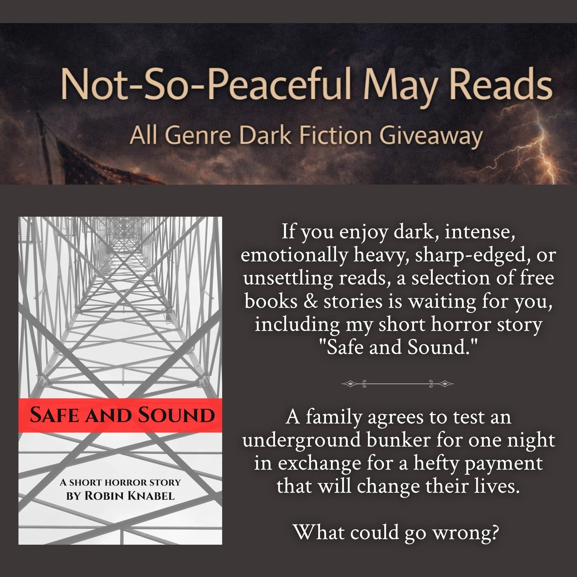 There is a ton of FREE cool books &amp; stories in this book promo&mdash;including my horror short "Safe and Sound." Grab some not-so-peaceful reads for yourself! 🖤🎉📚

***Link in story &amp; my other socials 🔗
https://books.bookfunnel.c