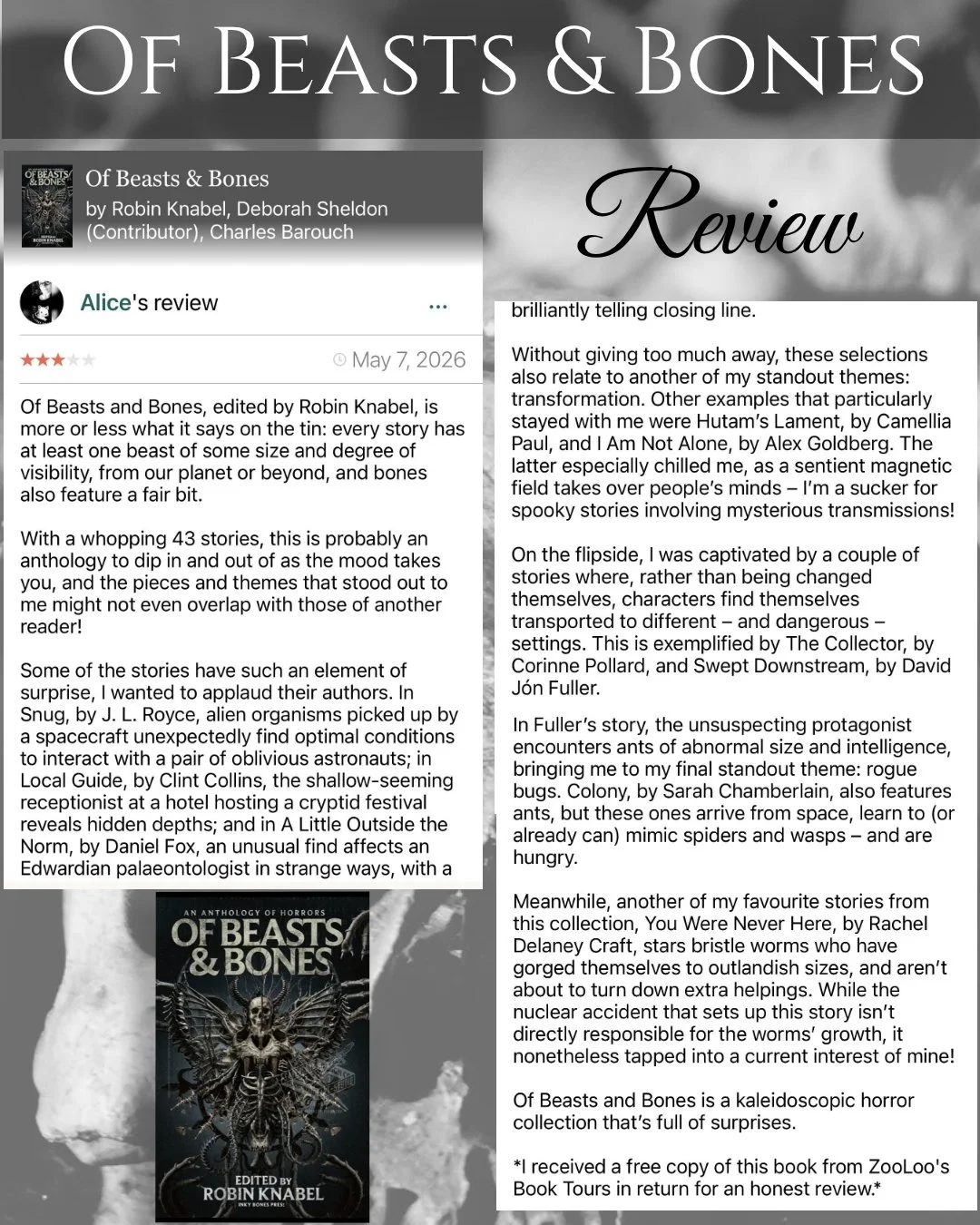 Thank you for reading &amp; reviewing Of Beasts &amp; Bones! I'm so glad you enjoyed the stories and shared a few of your favorites! 🖤🎉😱📚

***Link in bio 
https://tinyurl.com/OfBeastsandBones

@alicemcalicepants