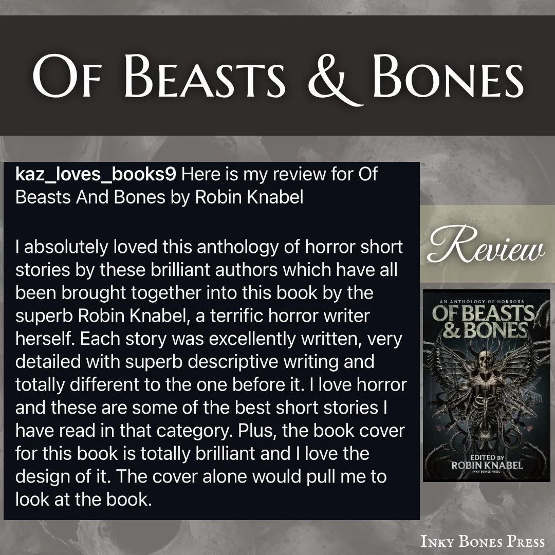 Thank you Kaz for this wonderful review for Of Beasts &amp; Bones! 🖤🎉

***Link in bio🔗
https://tinyurl.com/OfBeastsandBones 💀📚