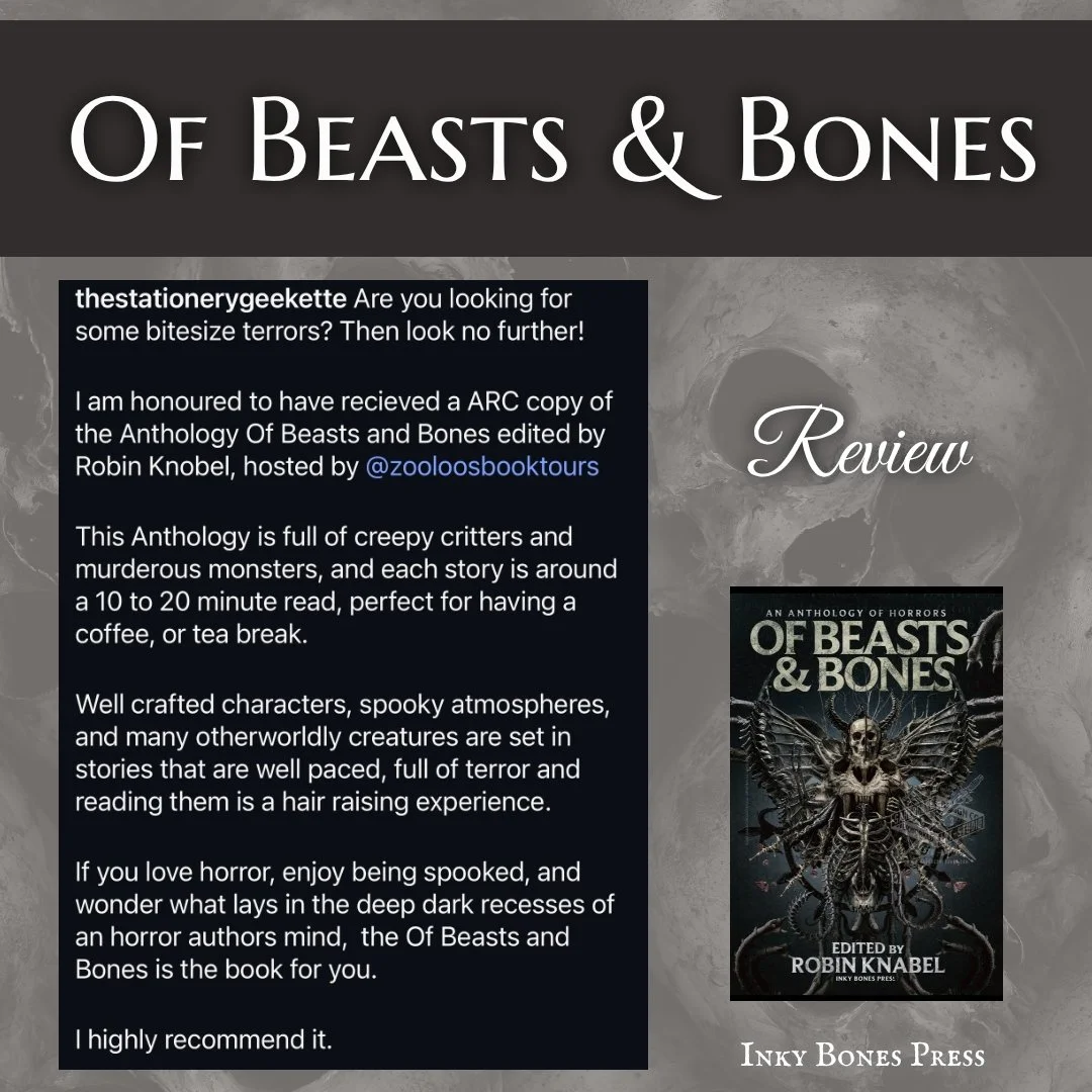 Thank you @thestationerygeekette for reading Of Beasts &amp; Bones and leaving such a fantastic review! 🖤🎉

***Link in bio 🔗
https://tinyurl.com/OfBeastsandBones