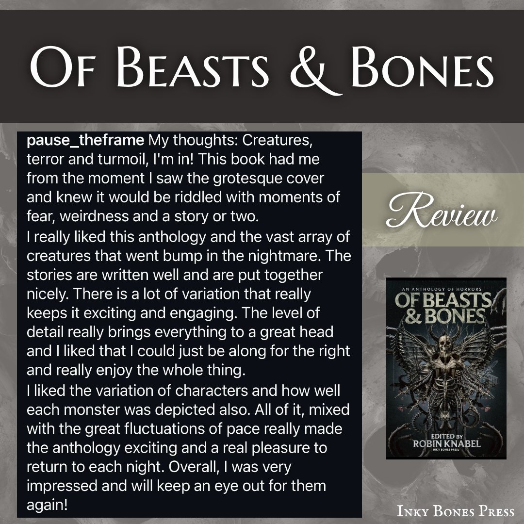 Thank you @pause_theframe for reading &amp; reviewing Of Beasts &amp; Bones! 🖤🎉

***Link in bio 🔗
https://tinyurl.com/OfBeastsandBones