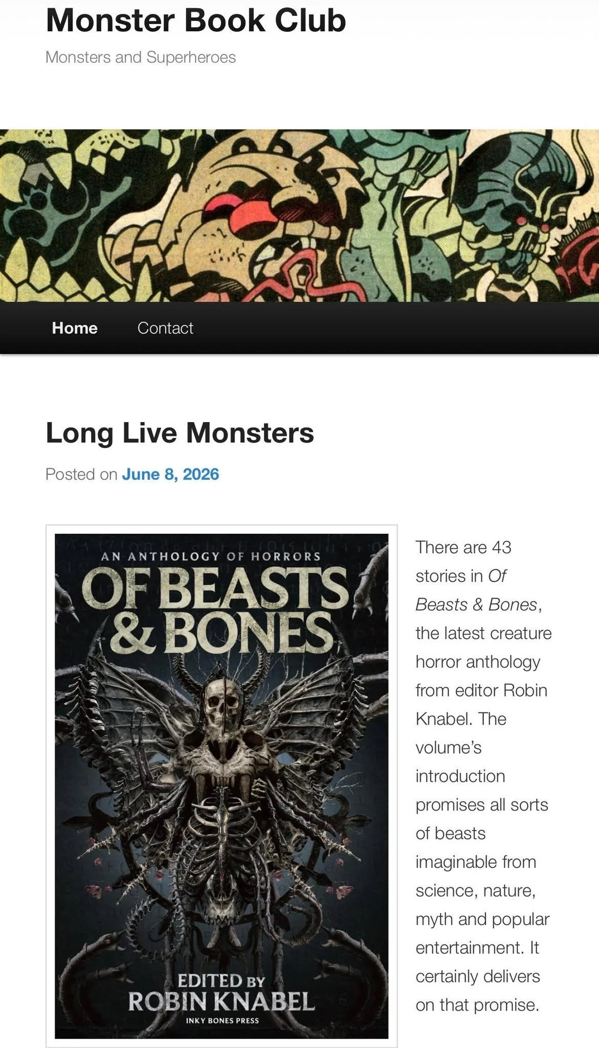 Thank you to monsterbookclub.com for their review for Of Beasts &amp; Bones! 

https://monsterbookclub.com/