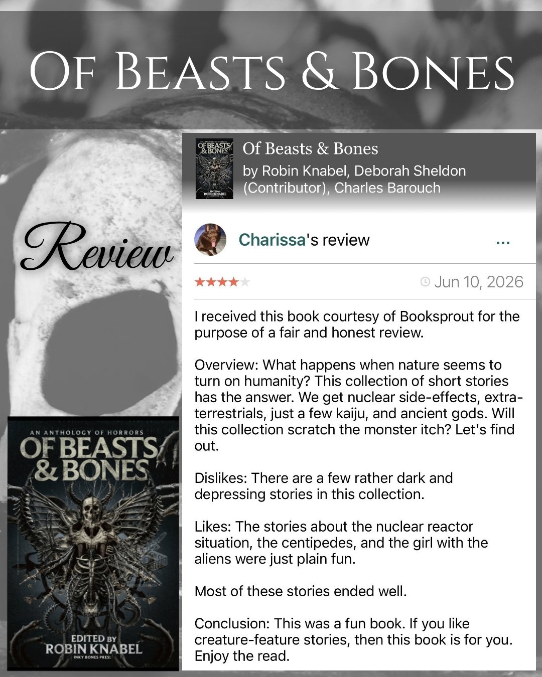 Thank you for taking the time to read and review Of Beasts &amp; Bones! 🖤📚

***Link in bio 🔗
https://tinyurl.com/OfBeastsandBones