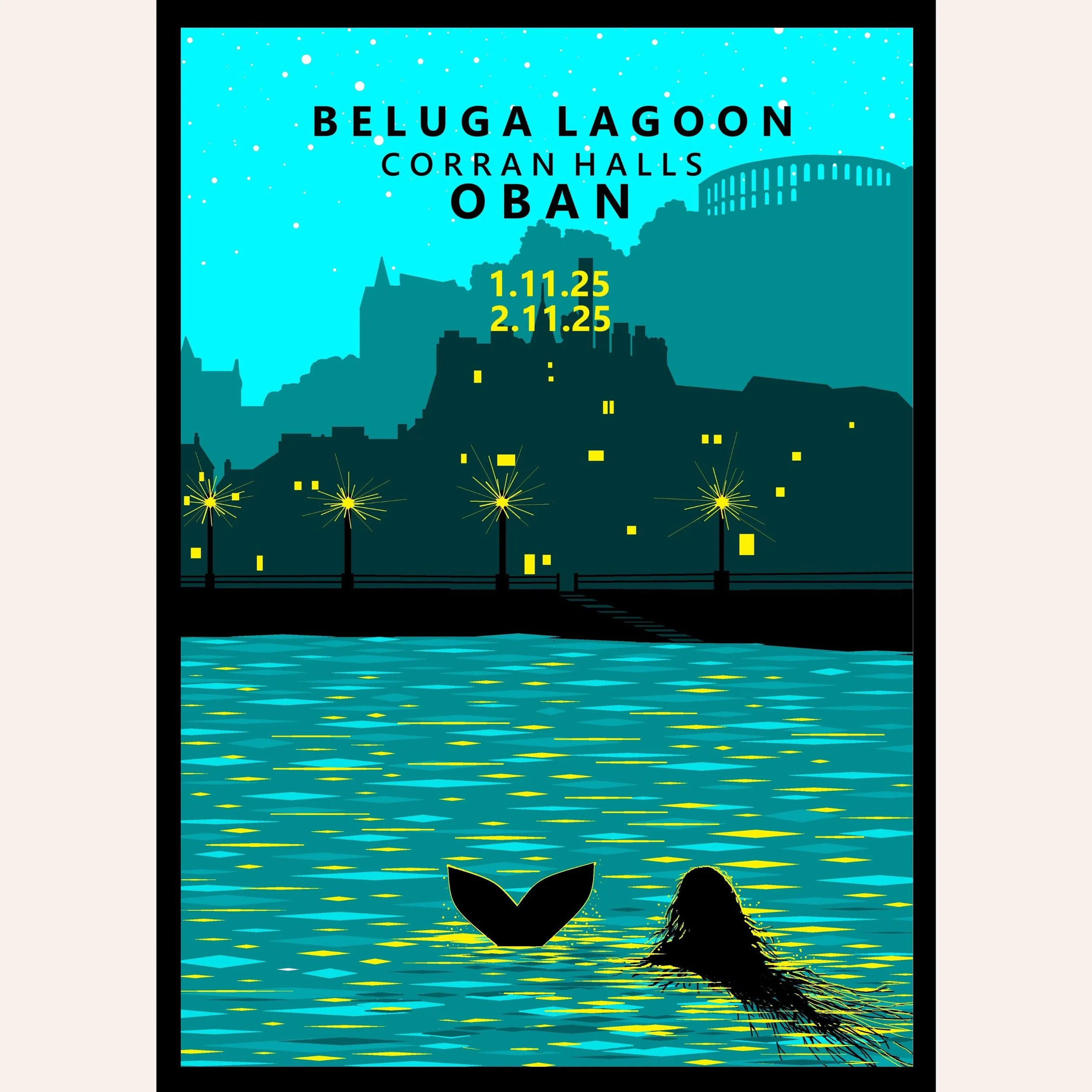 Beluga Lagoon at the Corran Halls, Oban, 2025 A3 Giclee print