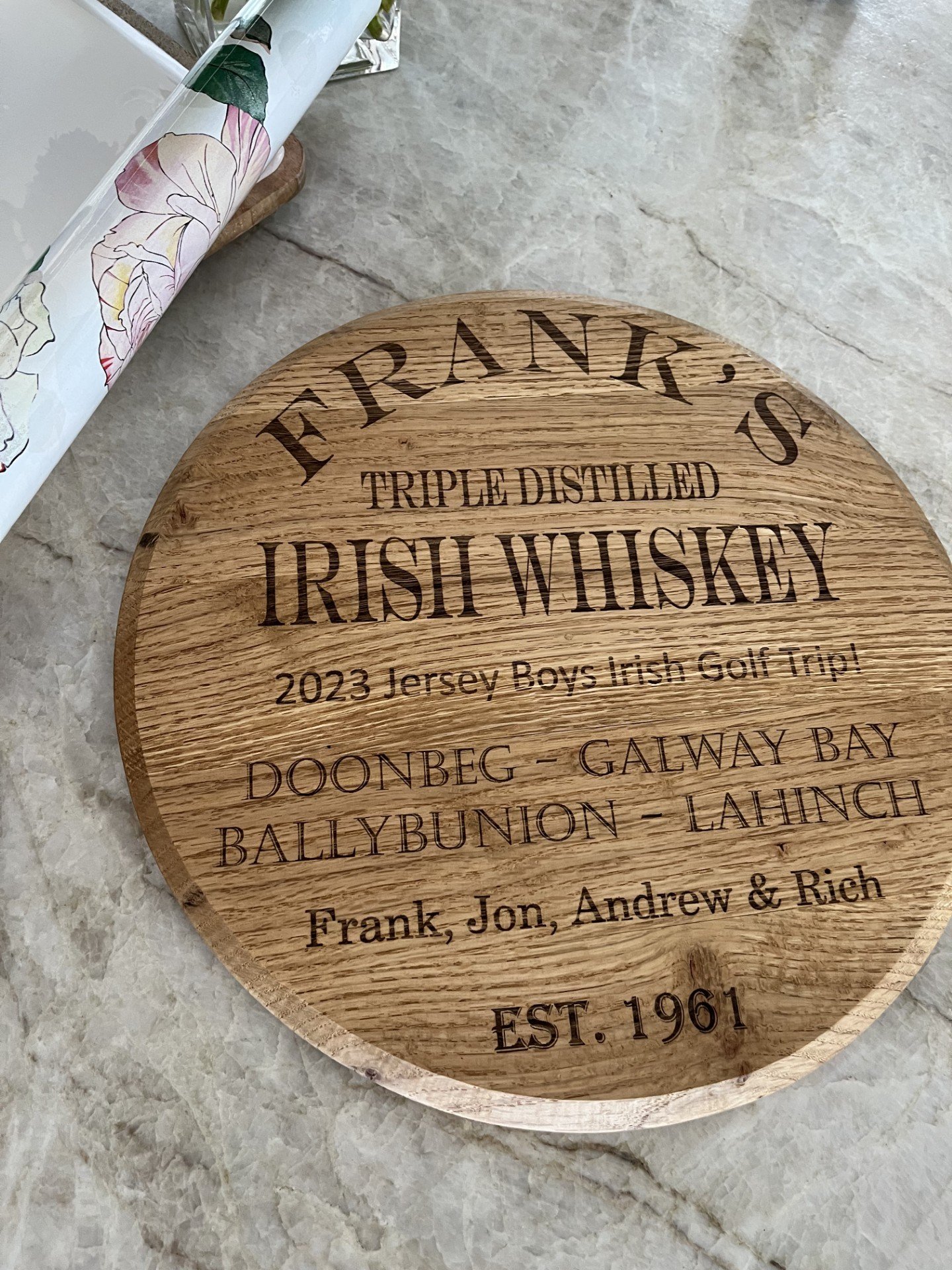 Custom engraved barrel top