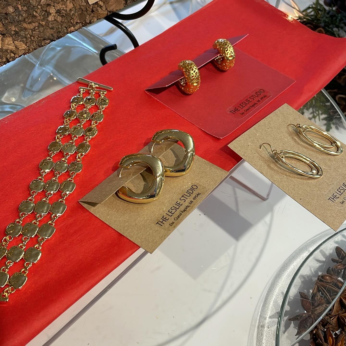 Bracelet $23, earrings $23, $22, $21