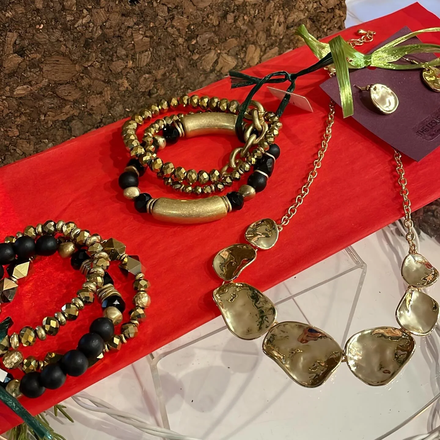 Bracelets $21 each,
Necklace and earring set $28