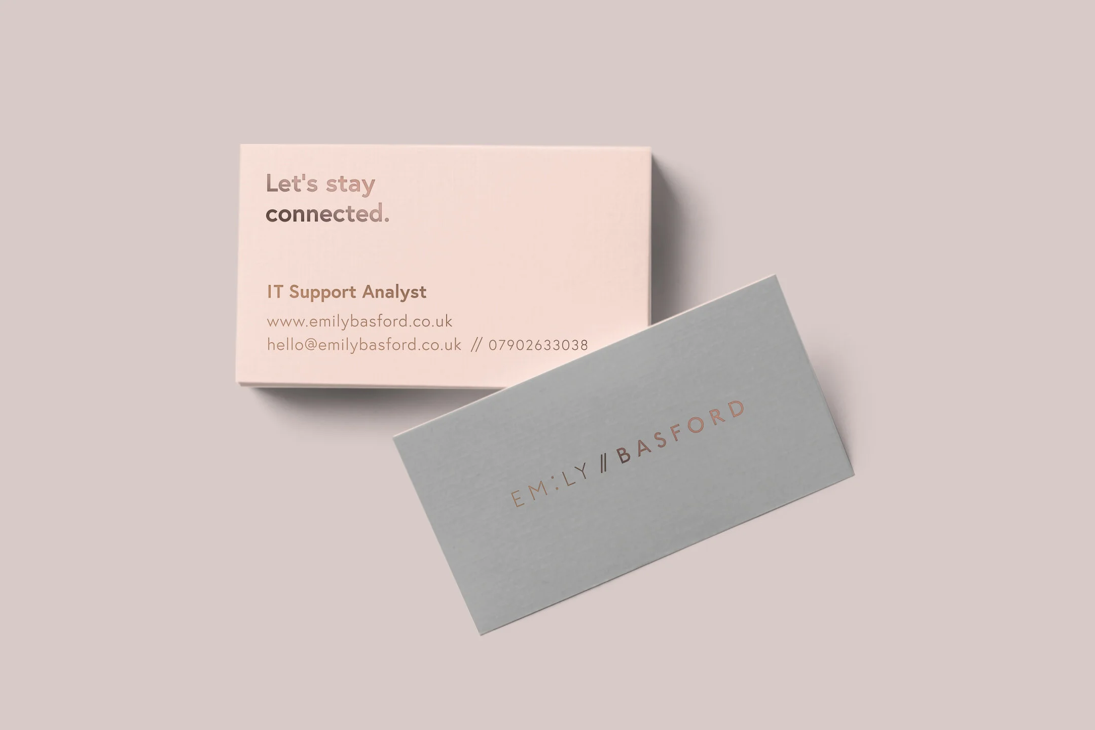 Business cards were hot-foil printed onto duplexed 730gsm G.F Smith Card.