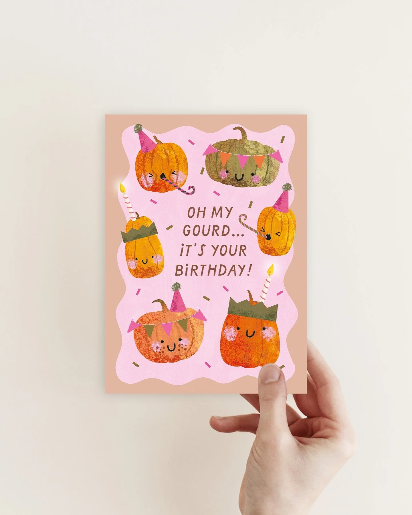 Oh My Gourd! 🎃 🎉 Have you got an October birthday in your calendar you need to buy a card for? 

My cheeky party pumpkins design is available to buy on @moonpig - just follow the link in my bio 🎃

#pumpkins #octoberbirthday #octoberbirthdaycard #o