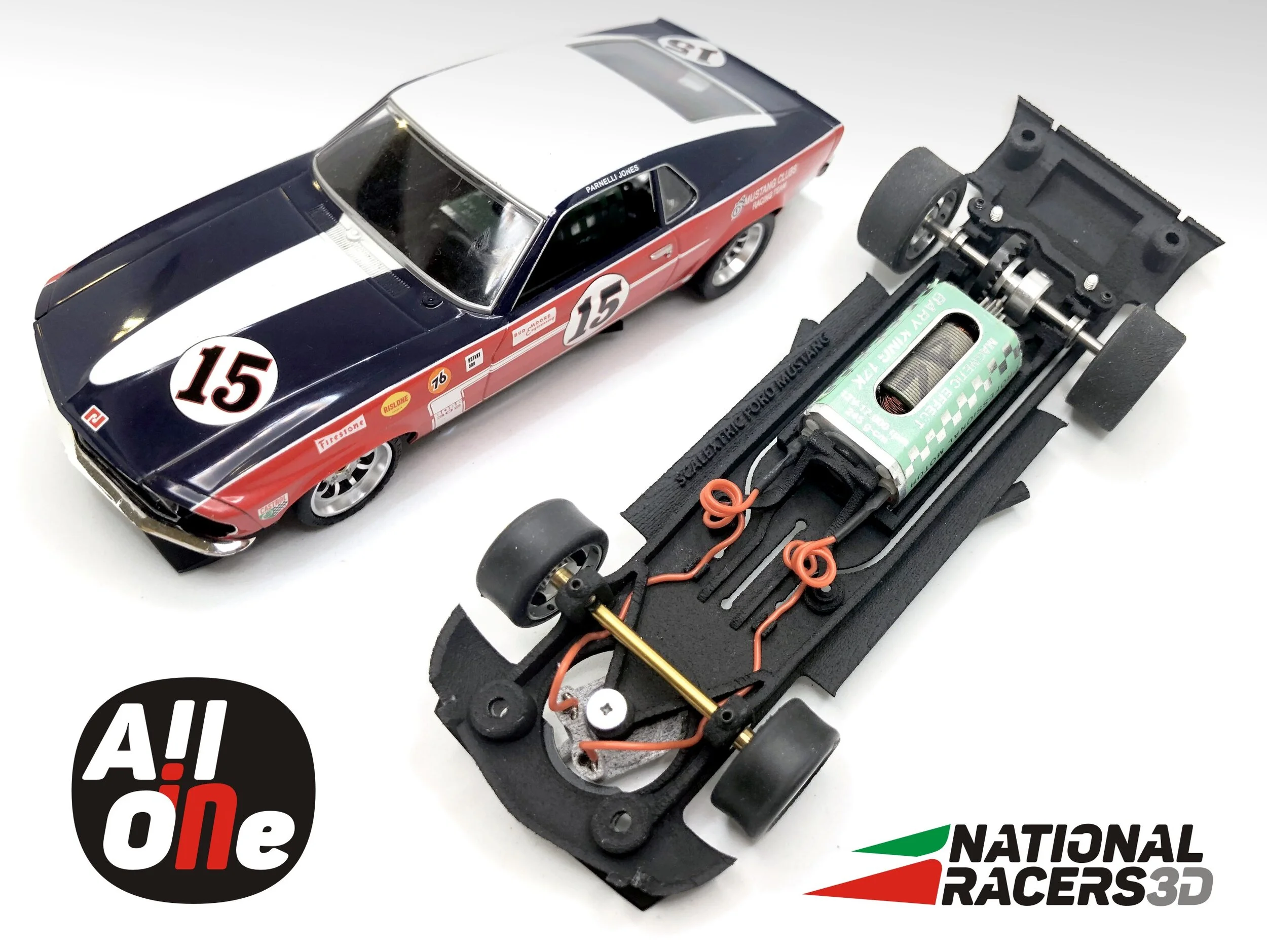3DP Chassis for Scalextric Ford Mustang AiO-In