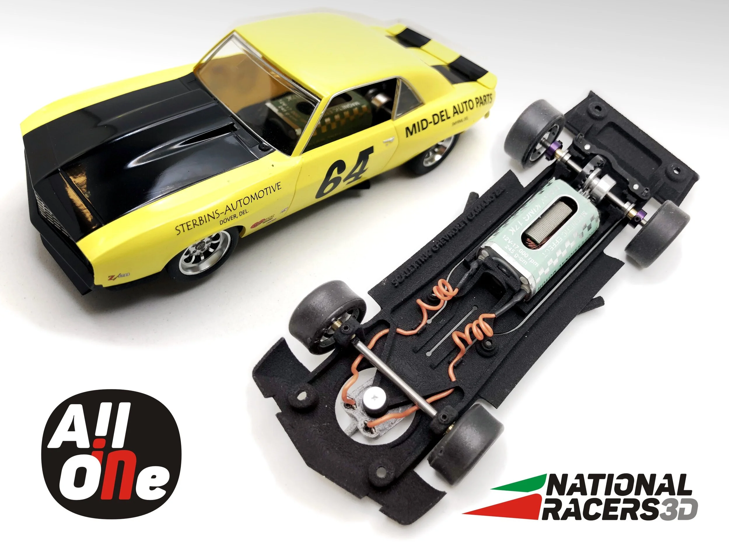 3DP Chassis for Scalextric / Superslot Chevrolet Camaro 1969