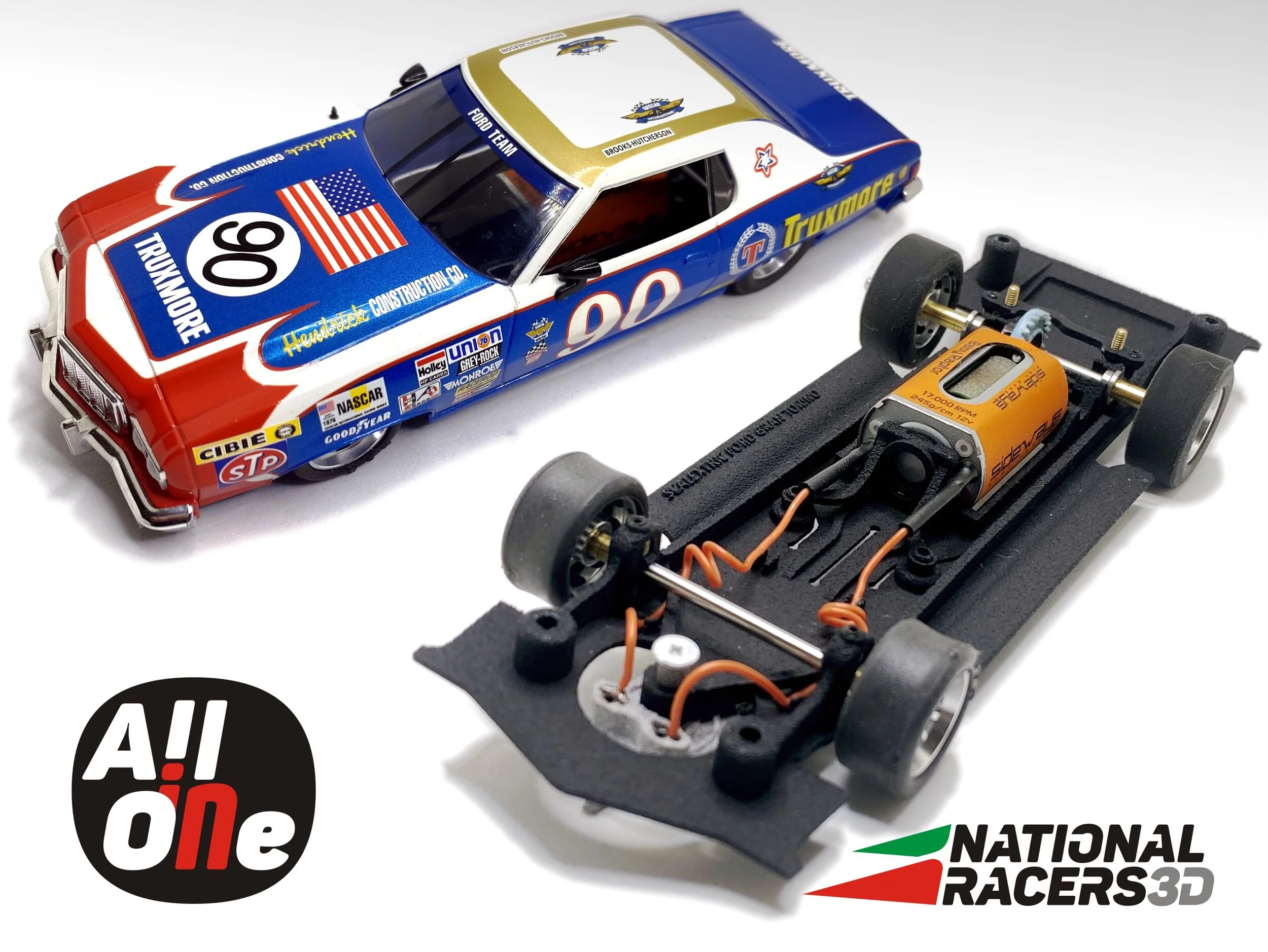 3DP Chassis for Scalextric Ford Gran Torino (AiO-In)