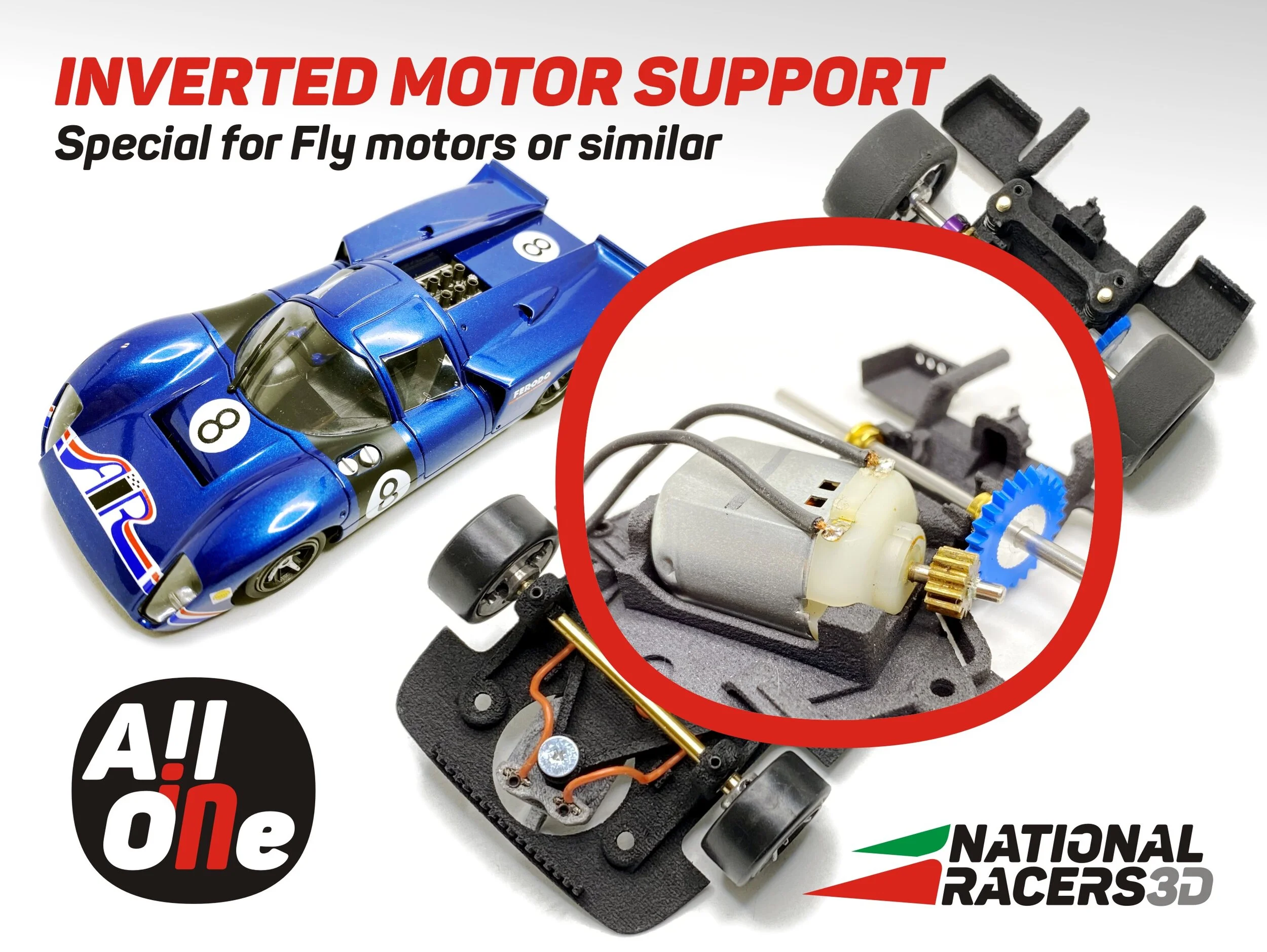 3DP Chassis for Fly Lola T70 (S_Anglewinder - AllinOne)​ INVERTED MOTOR SUPPORT