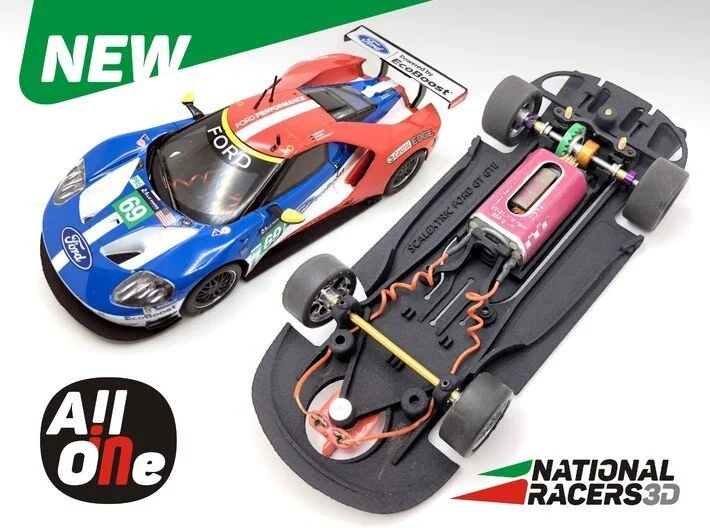 3DP Chassis for Scalextric/SuperSlot FORD GT GTE (AiO-Inline)​