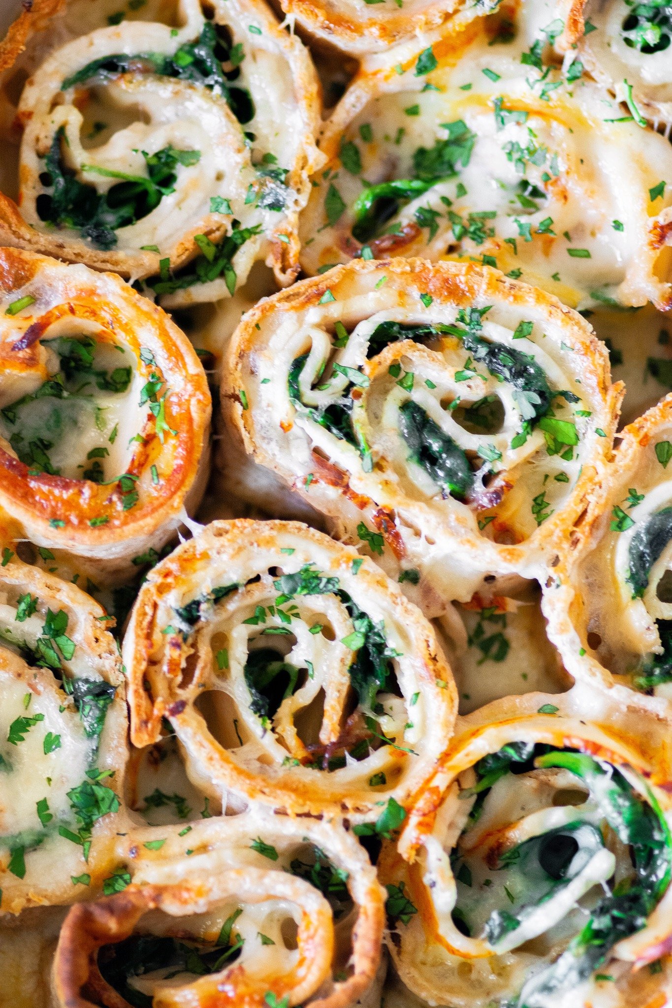 Cheesy Baked Turkey and Spinach Pinwheels Fresh Out of the Oven