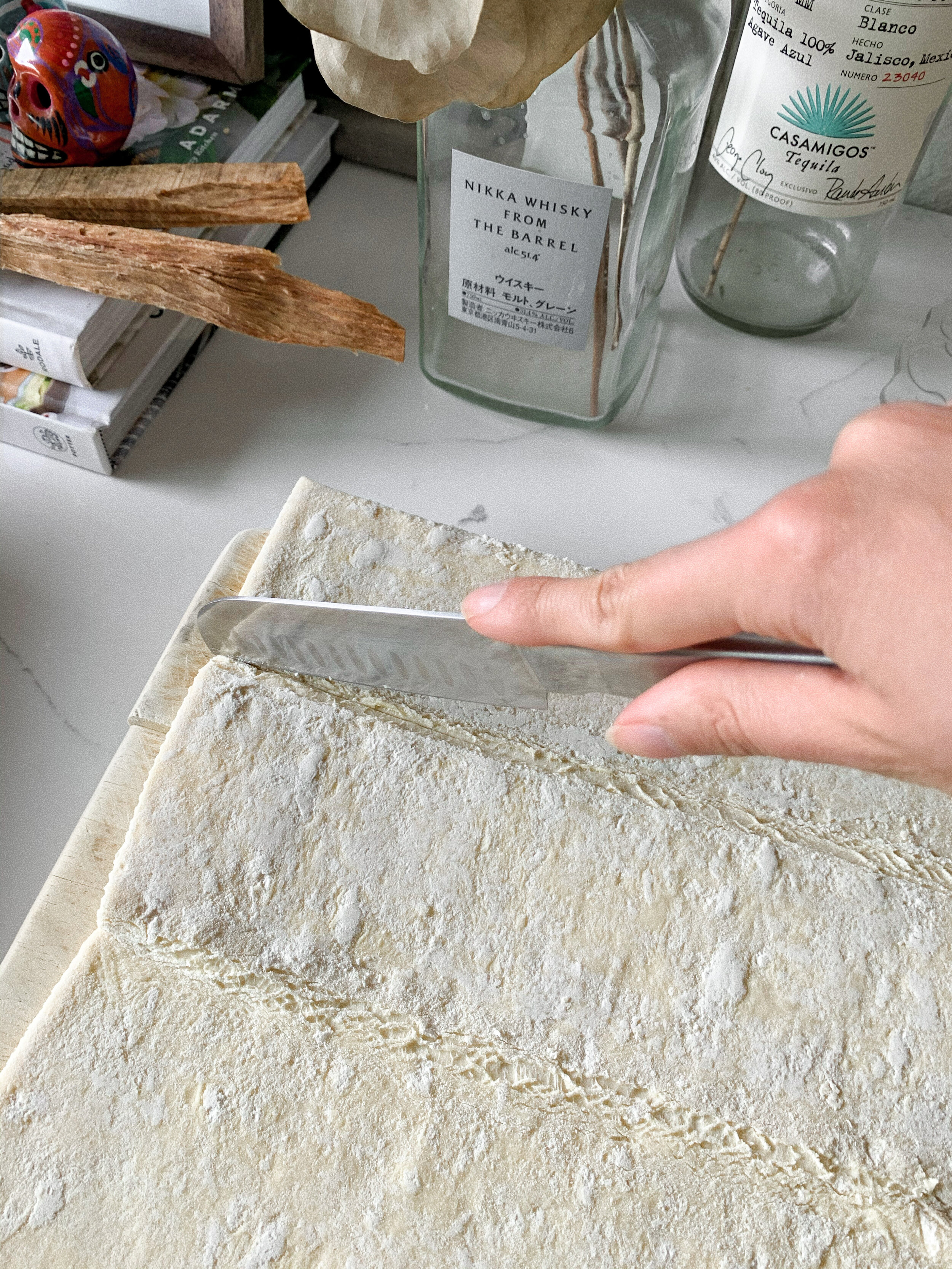 Cutting the puff pastry