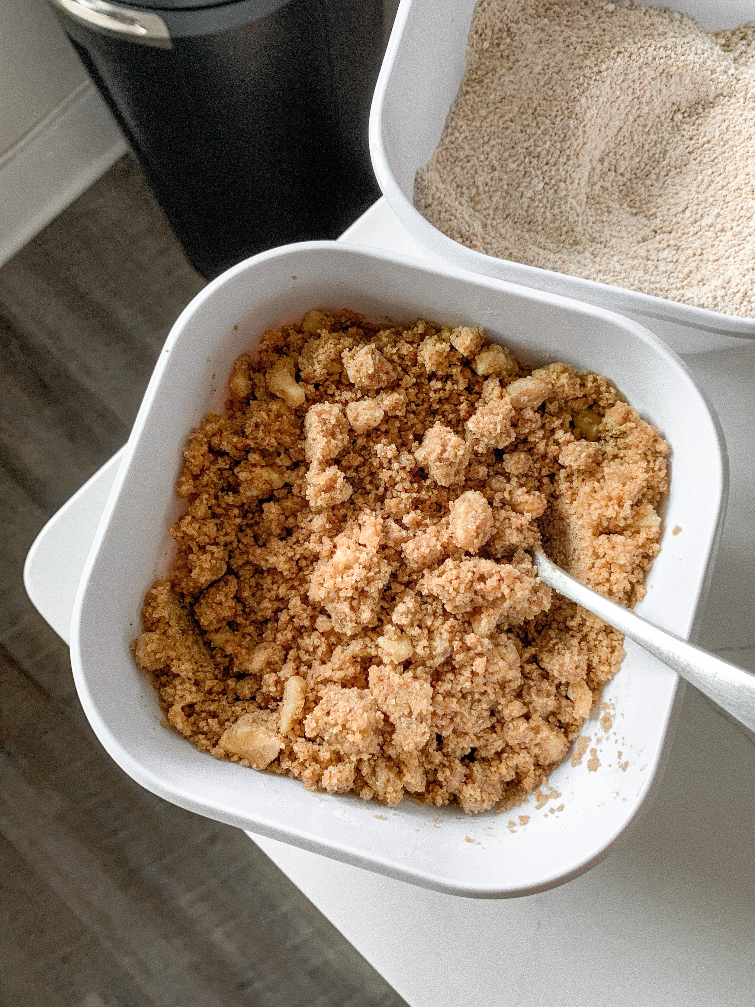 Bowl of the crumb topping mixture