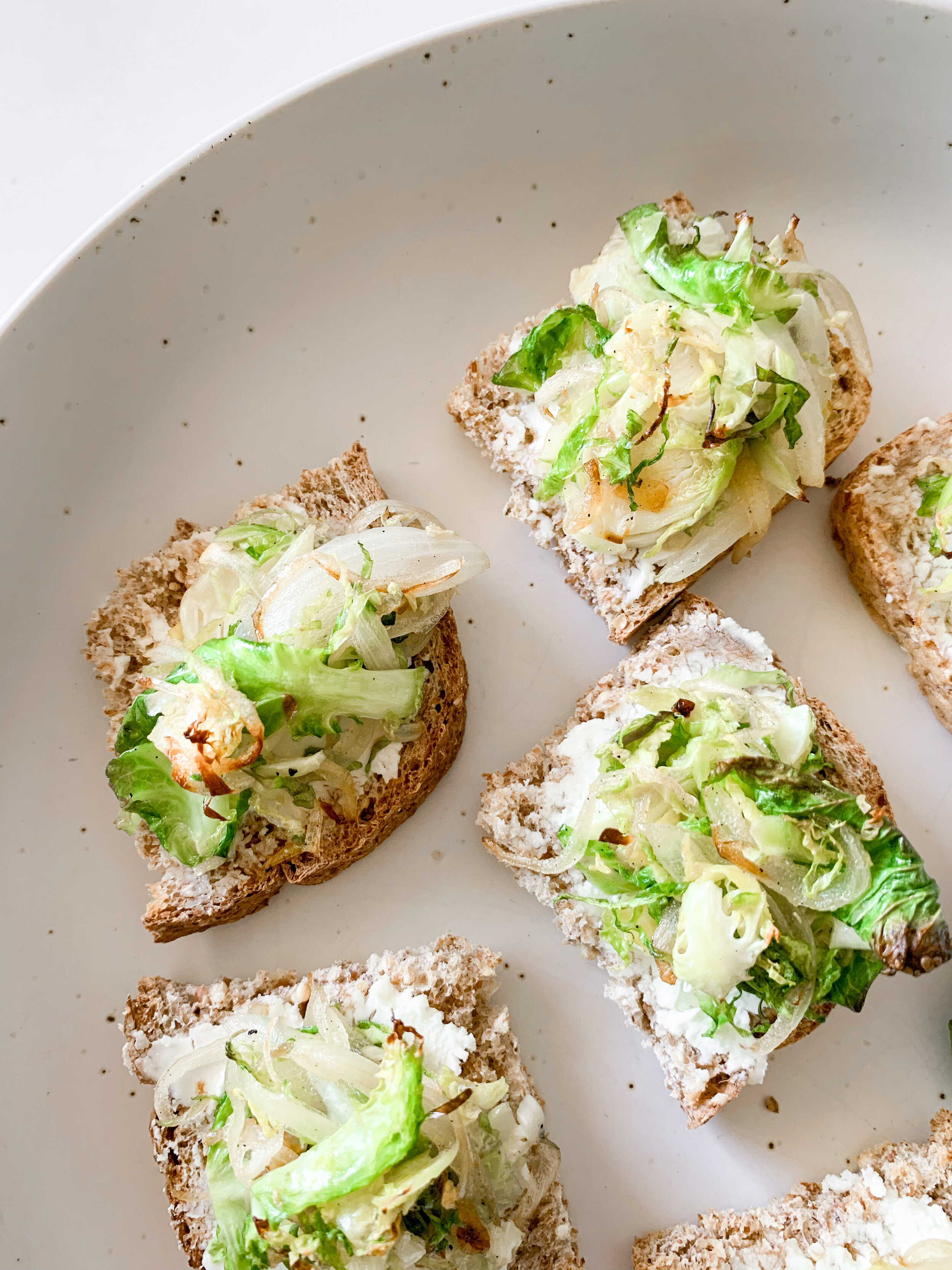 Brussels sprout pizza bites without the balsamic glaze