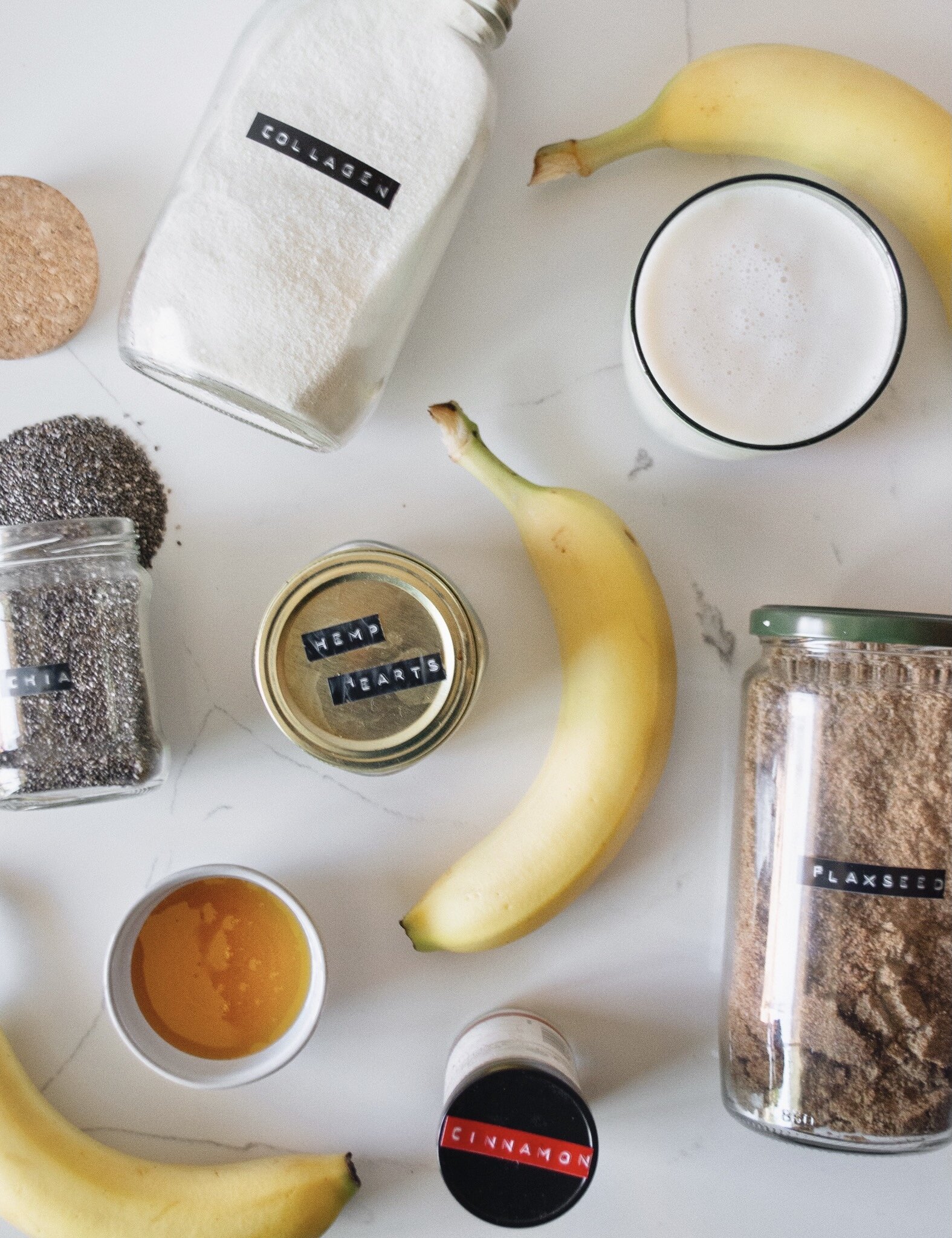 Ingredients for Collagen Superfood Banana Smoothie
