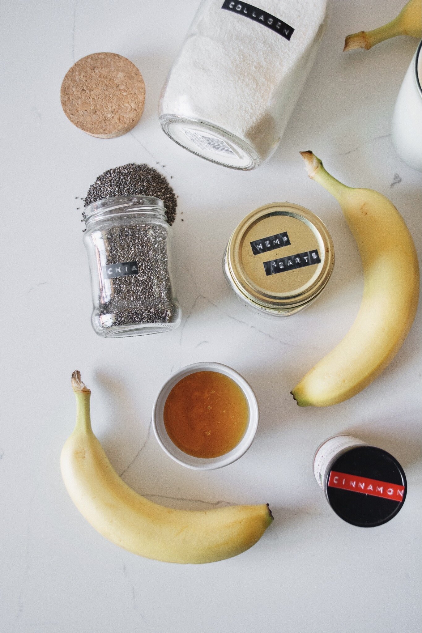 A few ingredients for Collagen Superfood Banana Smoothie