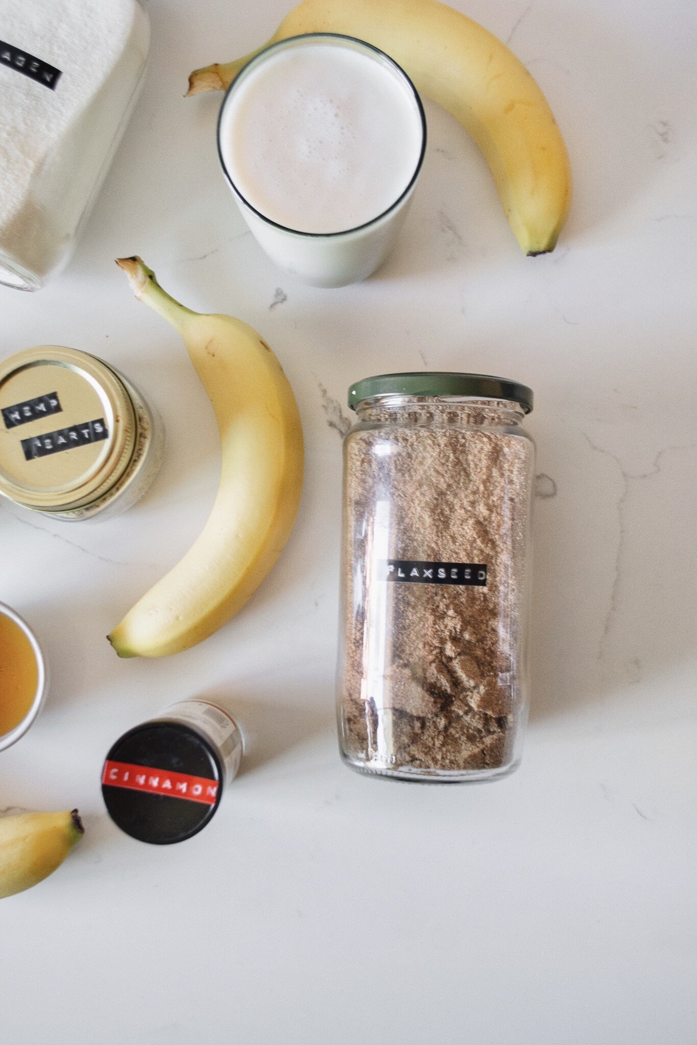 Collagen Superfood Banana Smoothie with ingredients
